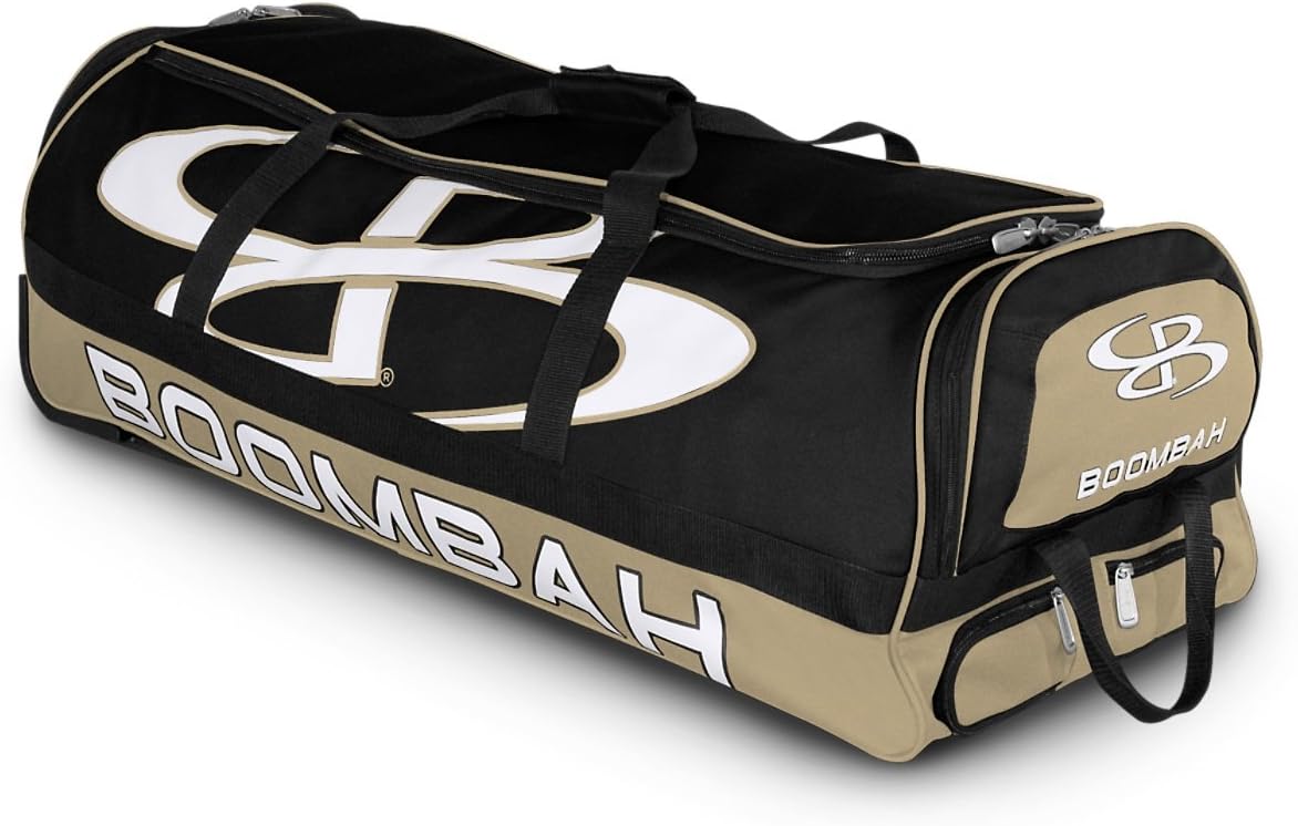 Boombah Brute Rolling Baseball/Softball Bat Bag - 35" x 15" x 12-1/2" - Holds 4 Bats and Room for Gear - Wheeled Bag