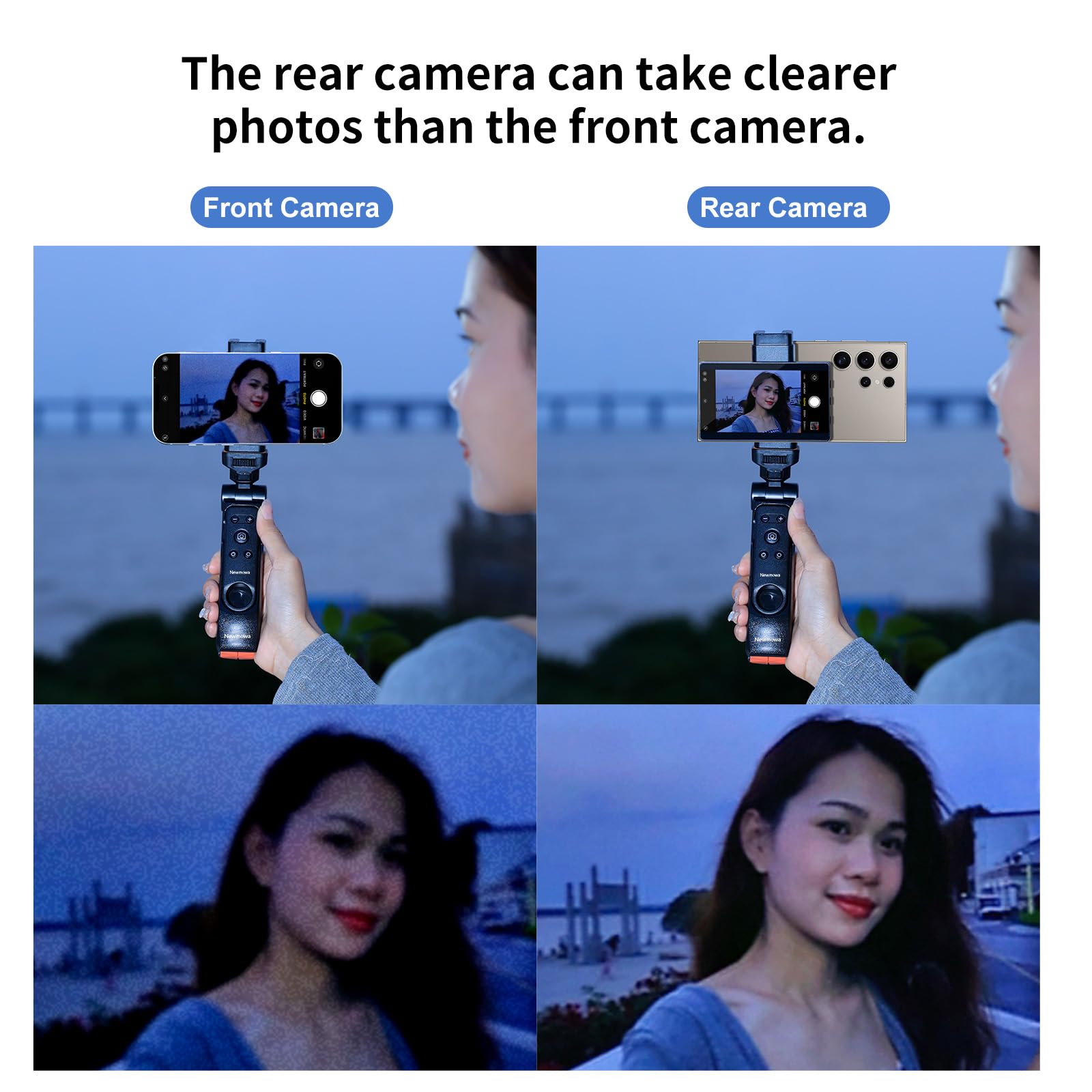 Newmowa Phone Vlog Selfie Monitor Screen do Samsung, Magnetycznym Uchwytem | Wyjście Audio Telefonu, Wykorzystuje Tylną Kamerę Telefonu do Selfie Vlog TikTok Live(NIE do Nagrywania 8K/Telefonów Google)