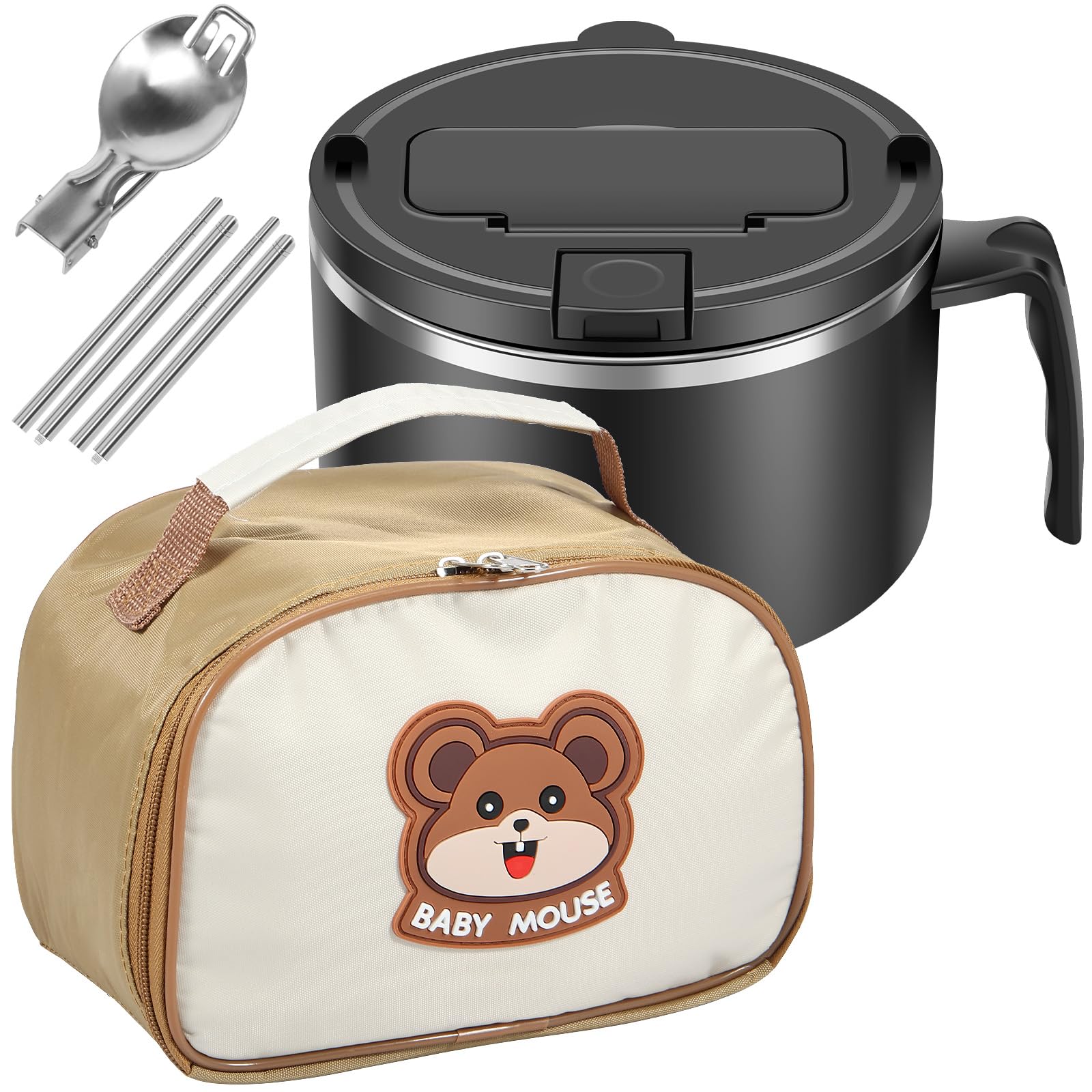 1200ml Rapid Ramen Bowl with Filterable Lid Stainless Steel Noodle Bowl with Spoon Chopstick BPA Free Ramen Cooker Bowl Instant Noodle Bowl Microwave Ramen Cooker Portable Soup Bowl for Dorm Office