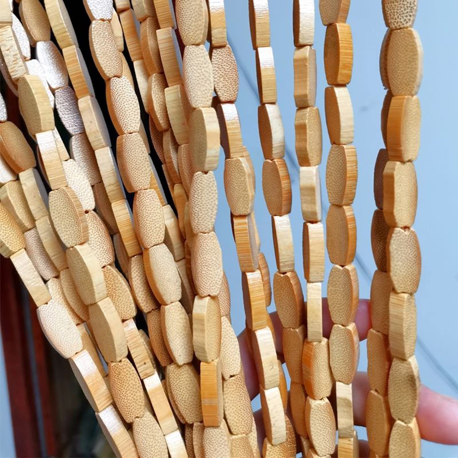 FENGSHOUU Natural Beaded Wooden Door Curtain Screen,Handmade Hanging Beaded Door Blinds,String Bead Curtain,Room Divider Doorway Decor,Partitions Closets Curtains,Custom (40 strands-80x210cm)