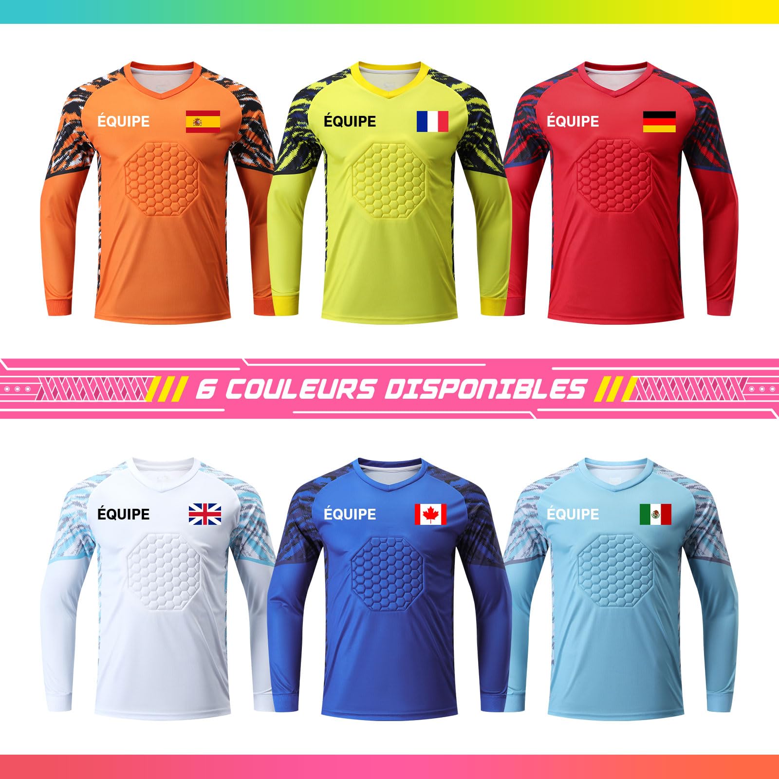 ORYG Maillot Gardien de But Rembourré Enfant Hommes Garçons Kit Gardien Personnalisé avec Nom Numéro Logo de L'équipe