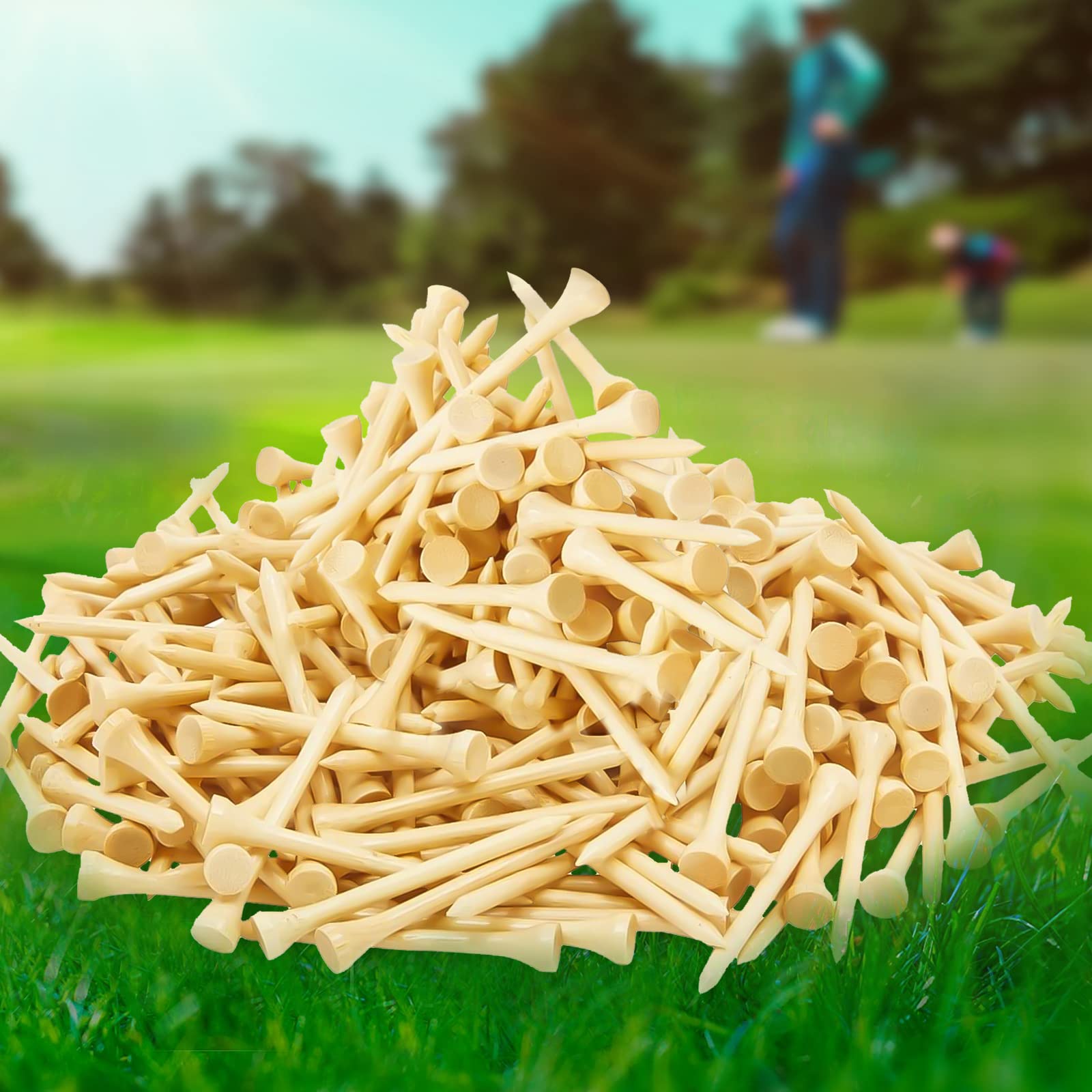Golf Tees Pack of 50 - Professional Bamboo 3-1/4 Inch Long Golf Tees & 2-1/8 Inch Short Wooden Golf Tees Biodegradable - Reduce Friction & Side Spin - for Driver Golf Accessories