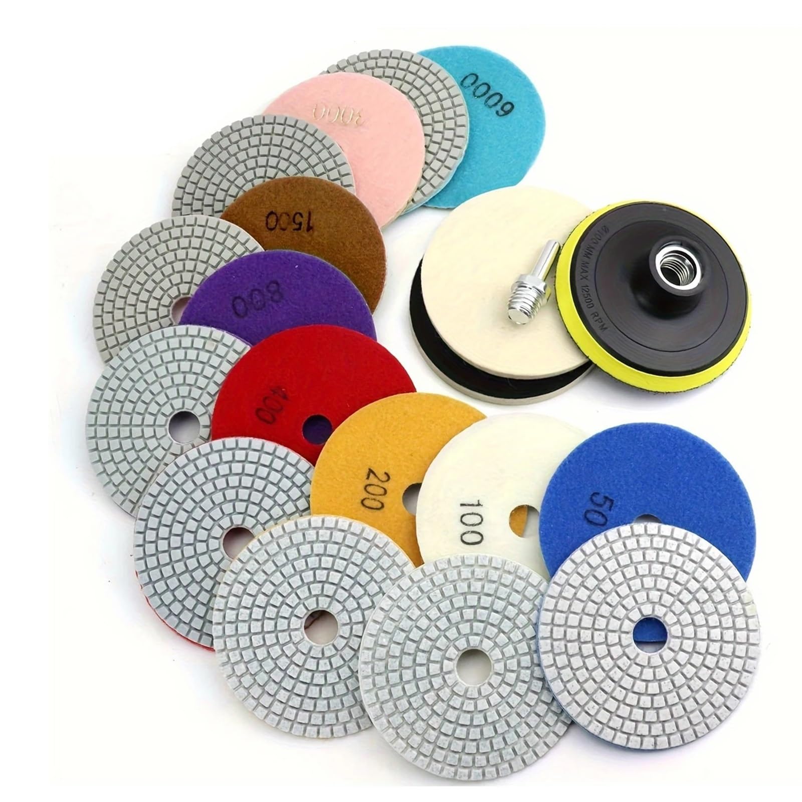 12 tamponi diamantati for lucidatura da 4 pollici 100 mm con supporto da 5/8 "11 pietra di granito bagnata/asciutta for pietra di marmo di cemento