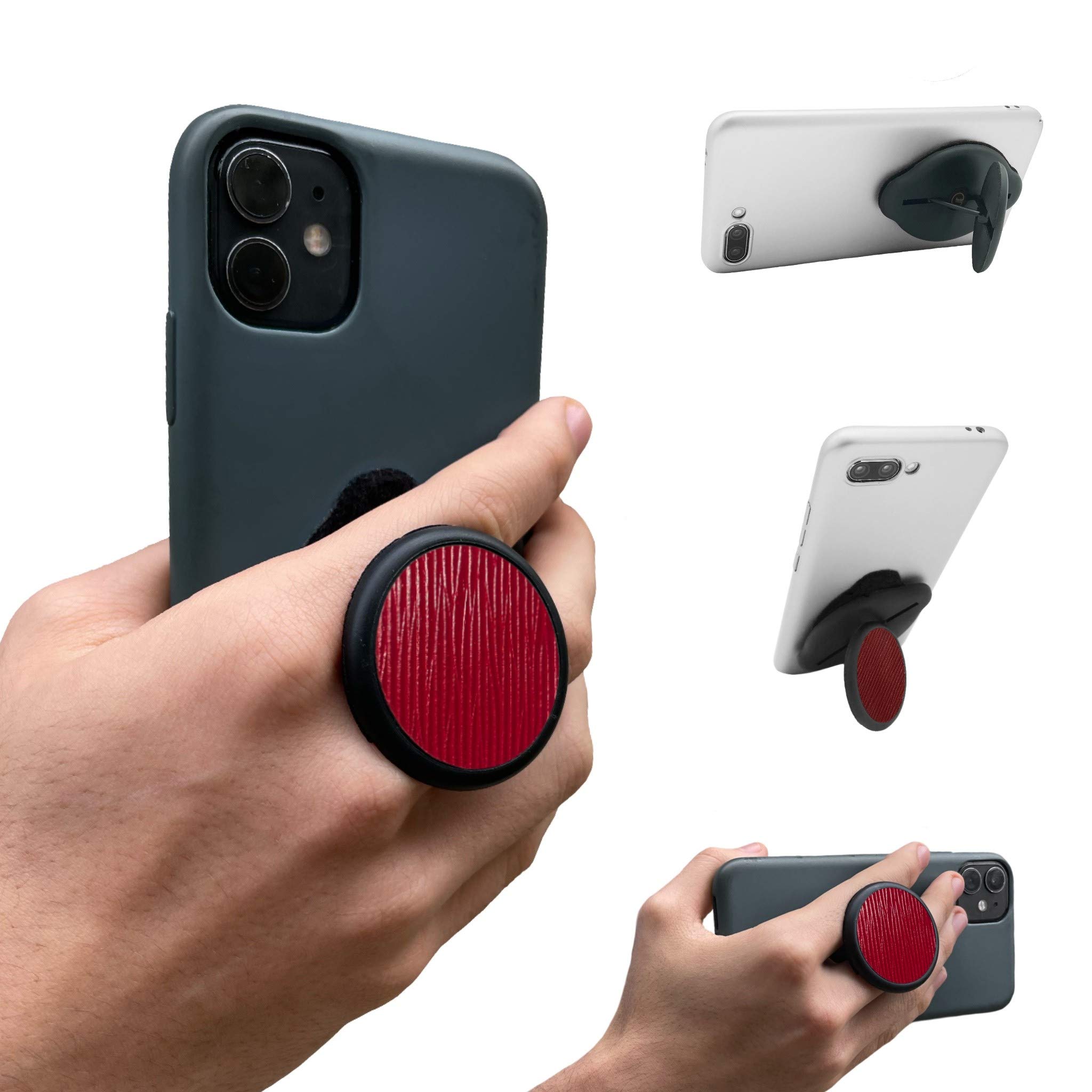 G-Hold® Phone Holder & Stand - Comfort grip works with any phone, case - ergonomic, rotating, removable for wireless charging and adjustable (Standard, Red Rum Cocktail)