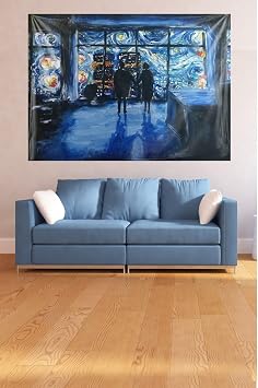 Pelangi Van Gogh Y ld zl  Geceler Leke Tutmaz Kadife Dokulu Kuma  Duvar  rt s  Duvar Hal s  Tapestry WLL096, 140 x 230