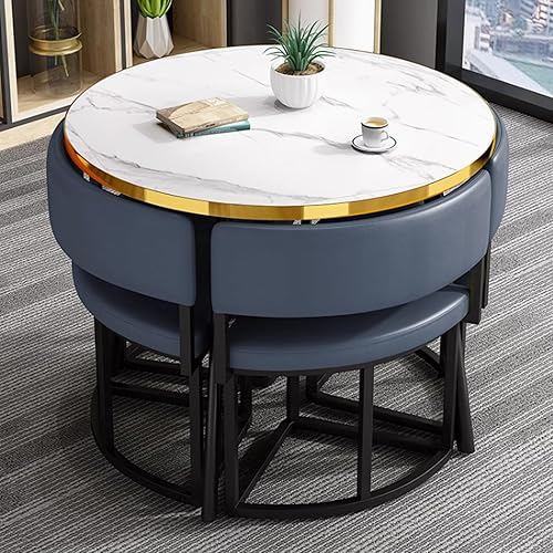Miniatura 8 de YVYKFZD Juego de mesa de comedor redonda, juego de mesa y silla de club para oficina, sala de recepción, mesa de conferencia de café simple para 4