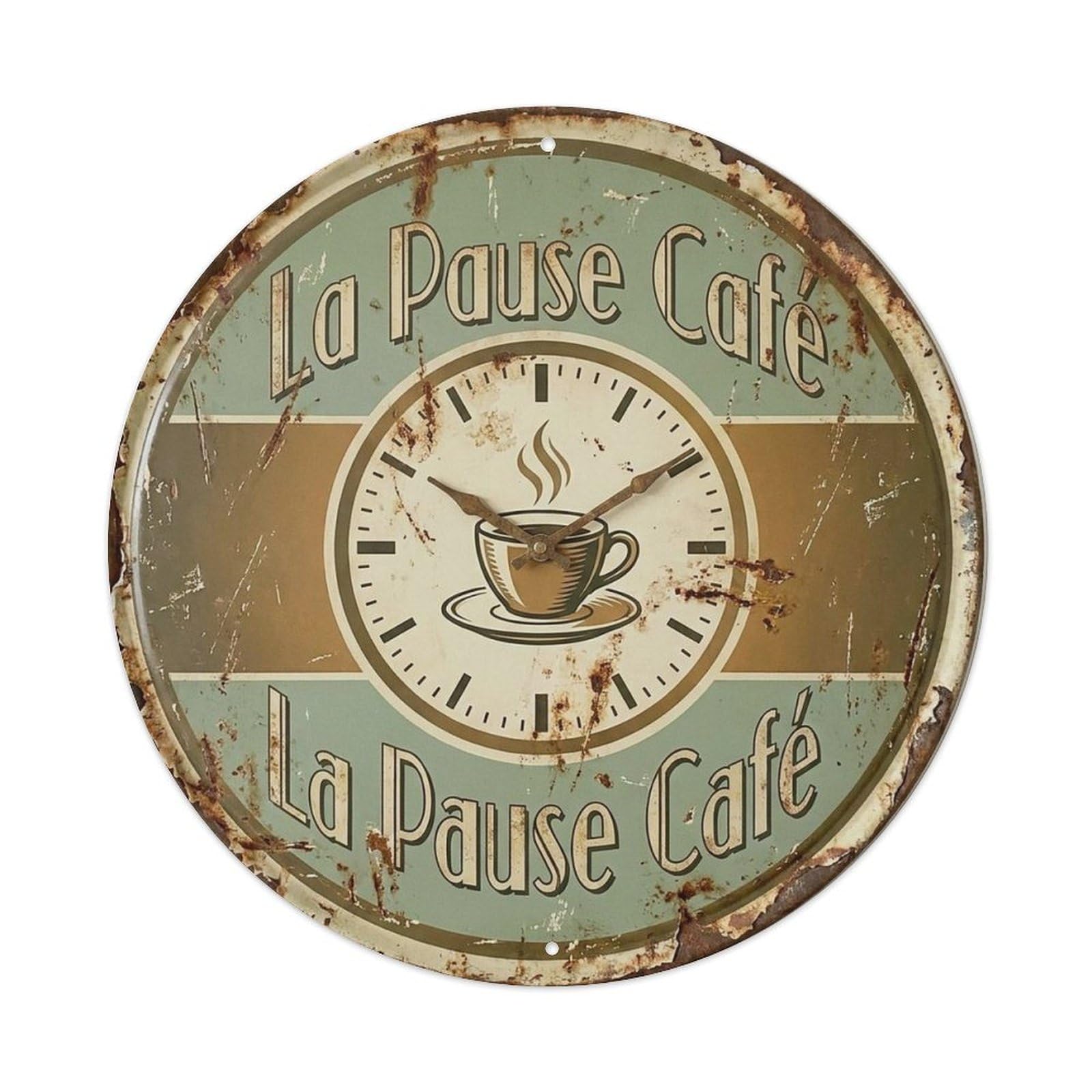 Shopfront Moka Pot Pause Coffeehouse Tranquil Espresso Metal Tin Sign Plaque Wall Decor for Cafe, Man Cave, Club Bar, Office, Home Garden Round Metal Poster 8x8Inch