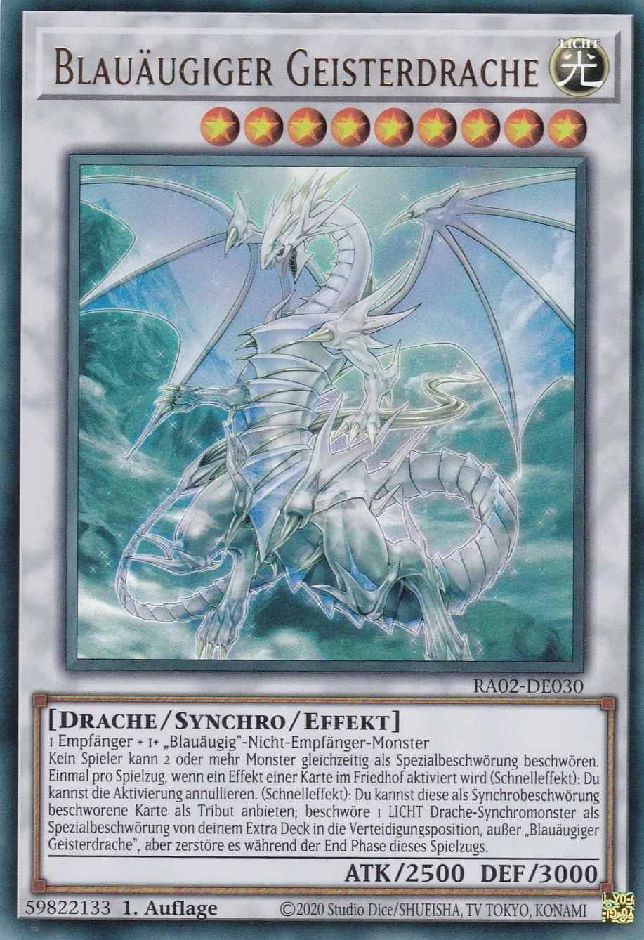 RA02-DE030 - Blue-Eyed Ghost Dragon - Ultra Rare - 1st Edition - German - 25th Anniversary Rarity Collection II - with LMS Trading Fieldcenter Card Yugioh