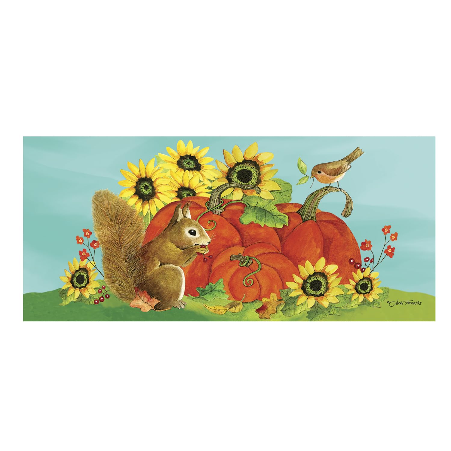 Evergreen Flag Fall Friends Sassafras Switch Mat Inserts, Interchangeable Front Door Mat Outdoor Entrance, Indoor Door Mats for Entryway, 22 x 10 Inches Sassafras Doormat Inserts