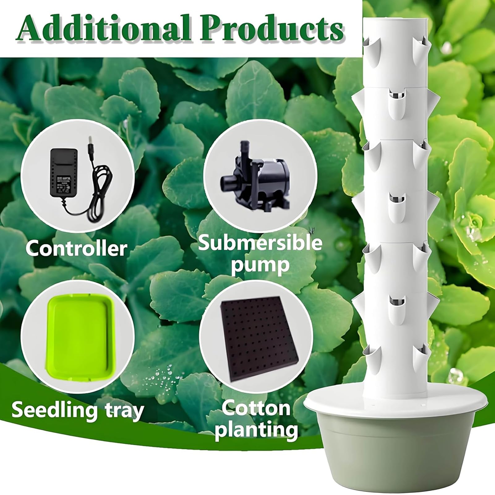 Kit De Cultivo Hidropónico En Torre para Interiores: 20/28/36 Orificios para Plantas, Luz Led De Cultivo De 64/80/96 W, Ideal para Fresas Y Jardinería De Interior, 5 7 Layer