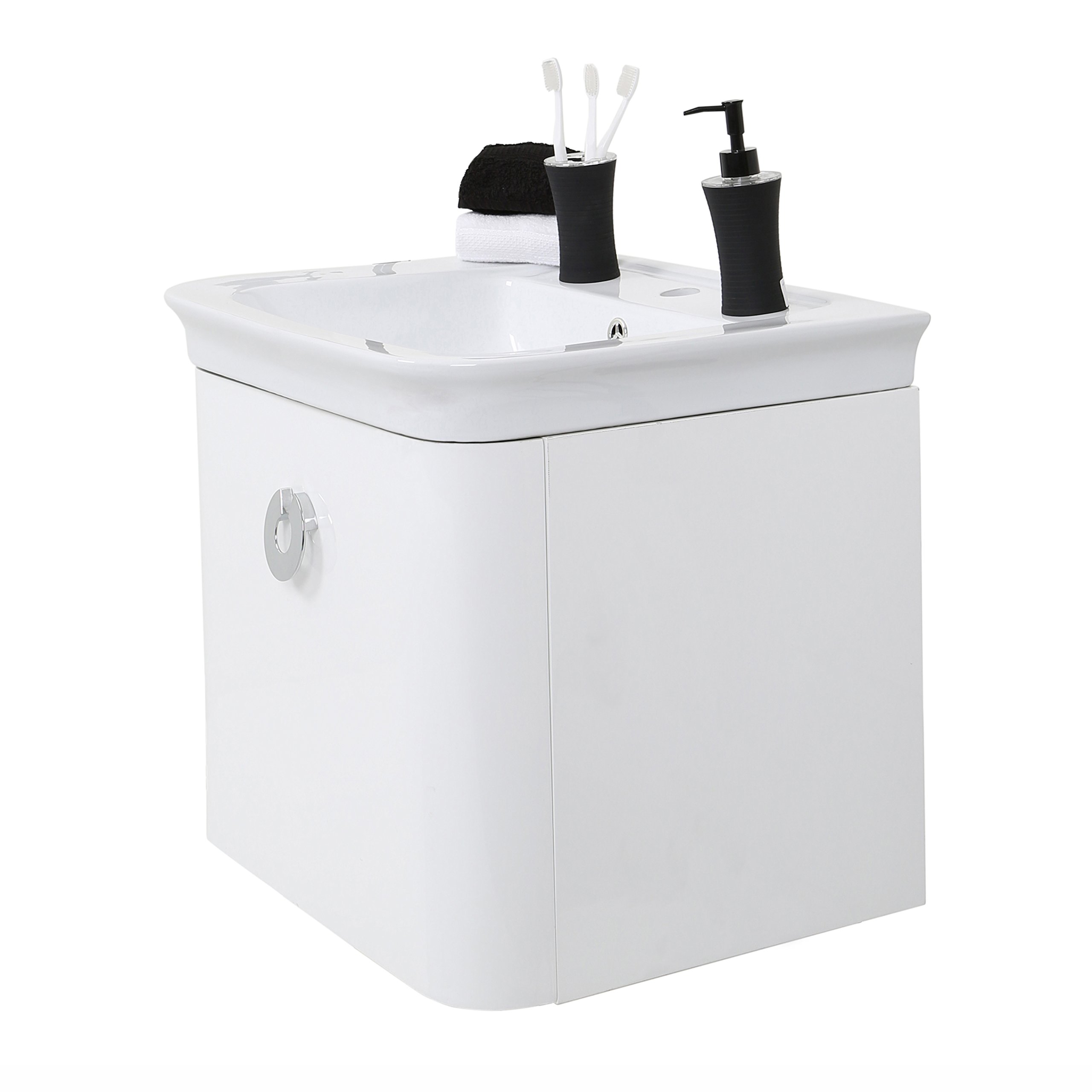 Premier Housewares Adelphi Basin and Under Cabinet Set, Ceramic/MDF, White, 48 x 60 x 97 cm