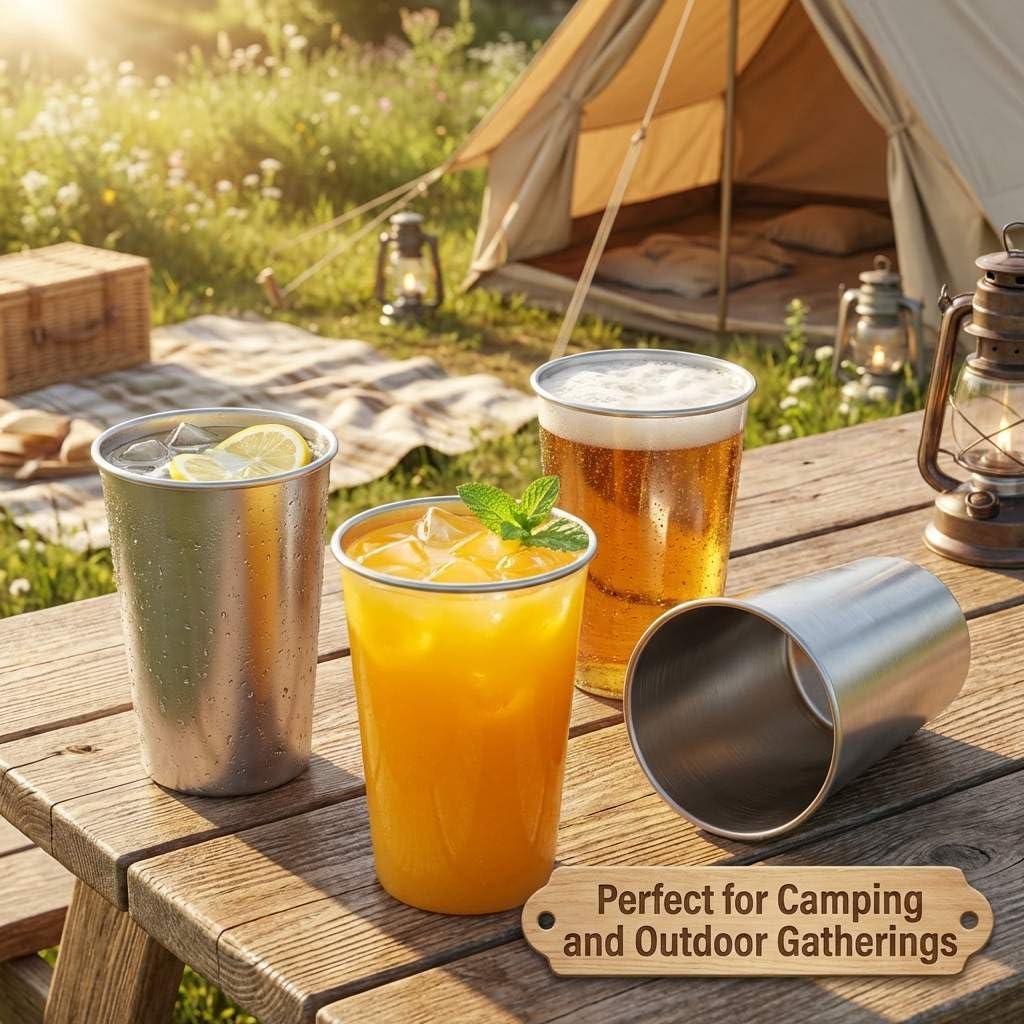 QWORK 16 Ounce Stainless Steel Pint Cups - 10 Pack 450ml 304 Steel Cup - for Coffee, Tea, Cold Drinks, Home and Outdoor Use - Image 5