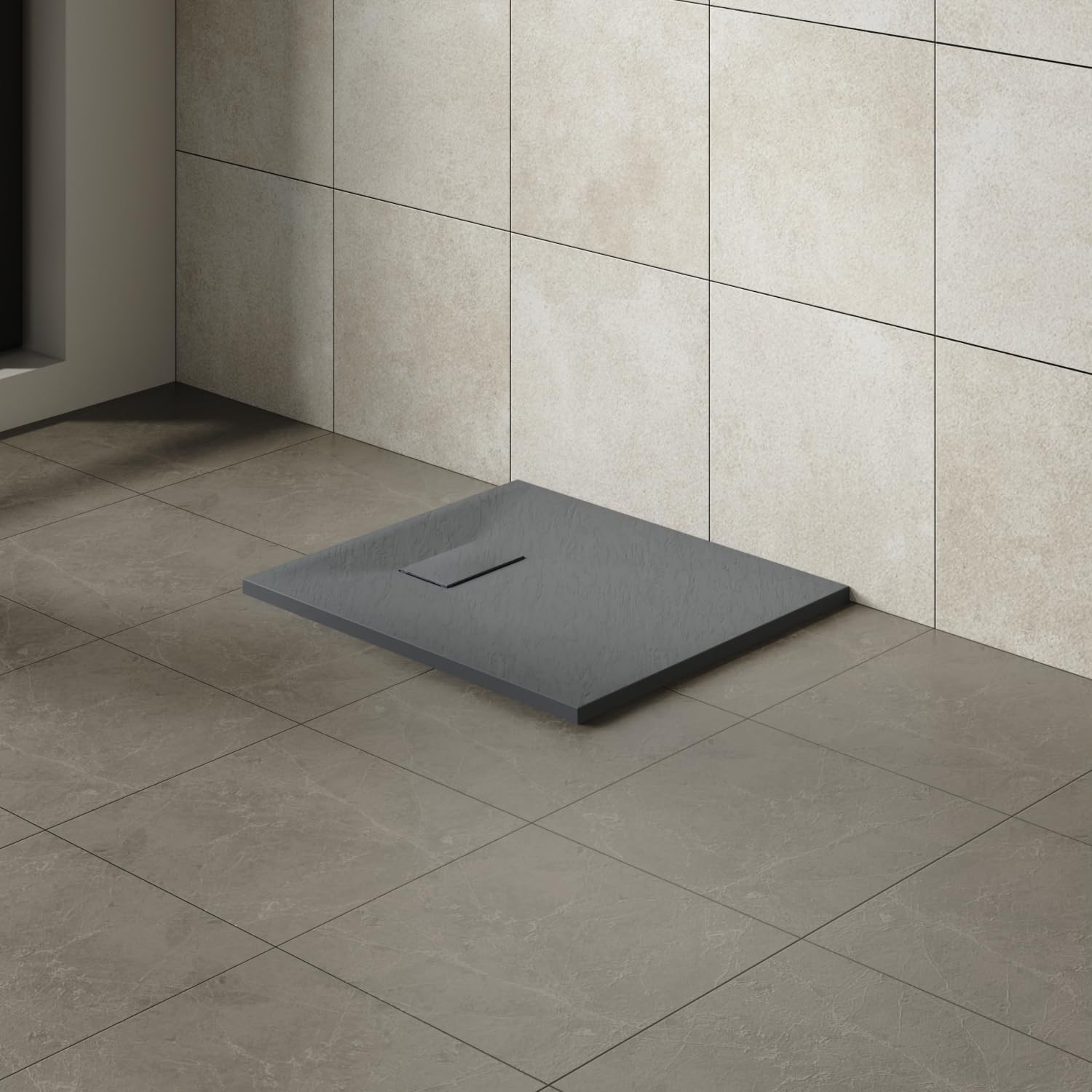 Aquariss 900x700mm SMC Anti Slip Shower Base Tray Rectangular for Shower Enclosure Anthracite