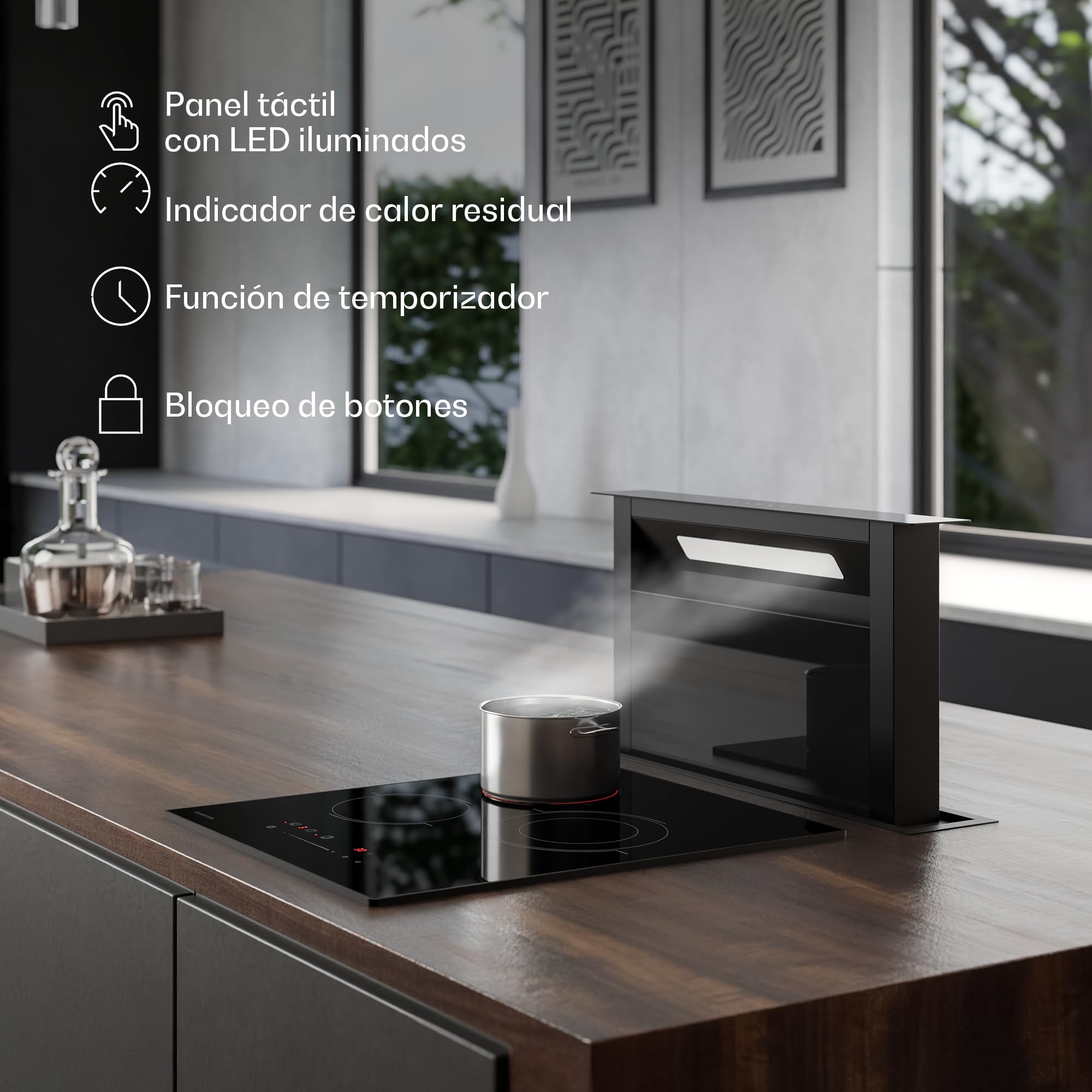 Klarstein Placa Vitroceramica, 3 Fuegos - 45 cm, 4100 W, Control Táctil, Temporizador, Bloqueo Infantil, Indicador Calor Residual, Diseño Slim para Cocinas Compactas