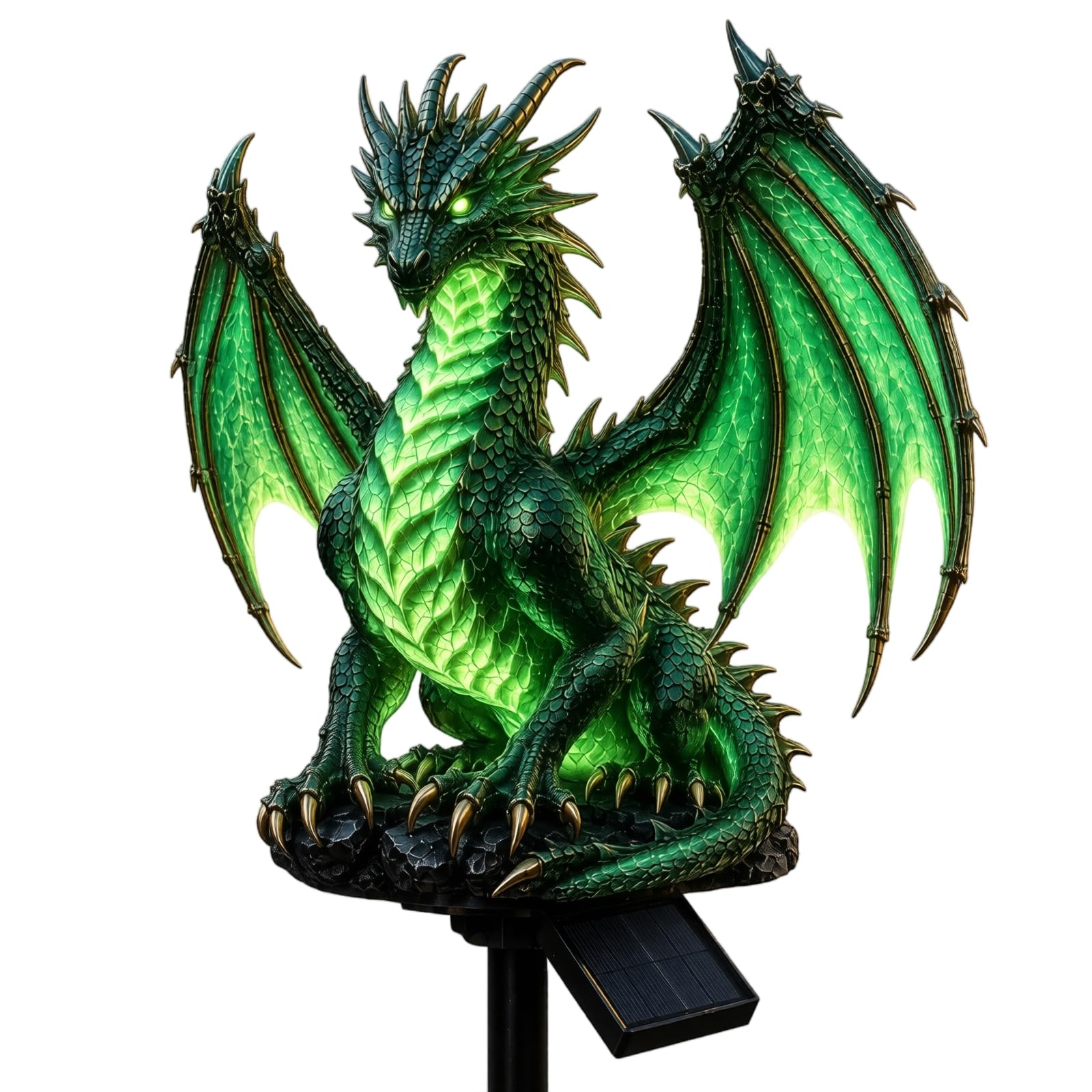 Dragon Legacy Golden Ember Edition Solar Garden Light Statue,Dragon Solar Garden Lights, Gothic Medieval Statue Lamp Fantasy Decor for Halloween Outdoor Patio Yard (#G)