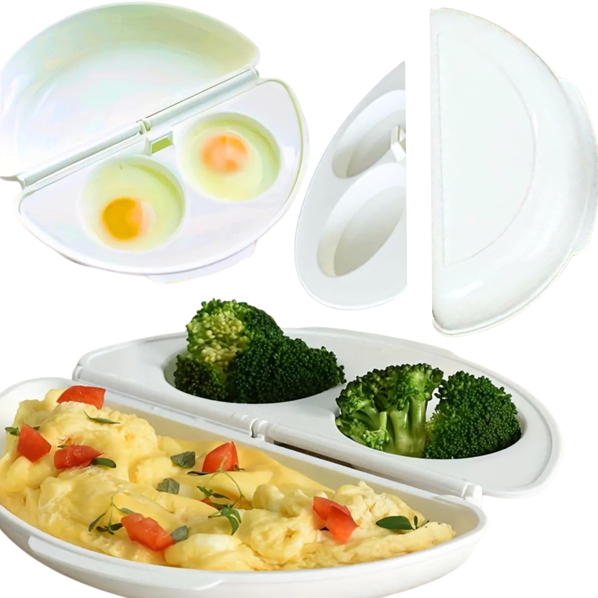 Microwave Egg Poacher FAST EGG BREAKFAST 2 Cavity for Perfect Poached Egg Cooker and Omelets Egg Maker Egg Steamer,Healthy Breakfast Non-Stick, Kitchen Essentials Mother Day Gift