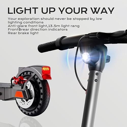 Miniatura 6 de SISIGAD Electric Scooter Adults Peak 500W, 3 Gears,152030 Miles Long Range Scooter Electric for Adults, 8.5"10" Solid Tires,19 MPH Fast Max Speed