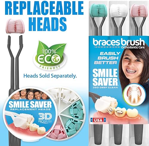 Miniatura 7 de Smile Saver - Cepillo de dientes de 360° de 3 lados 3D | Cepillo de dientes de tres lados para cuidado de ortodoncia | Soportes de alambre para
