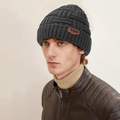 Miniatura 5 de Loritta 2 Pack Winter Beanie Hat Set Warm Knitted Slouchy Thick Baggy Beanie Skull Cap for Men Women Gifts