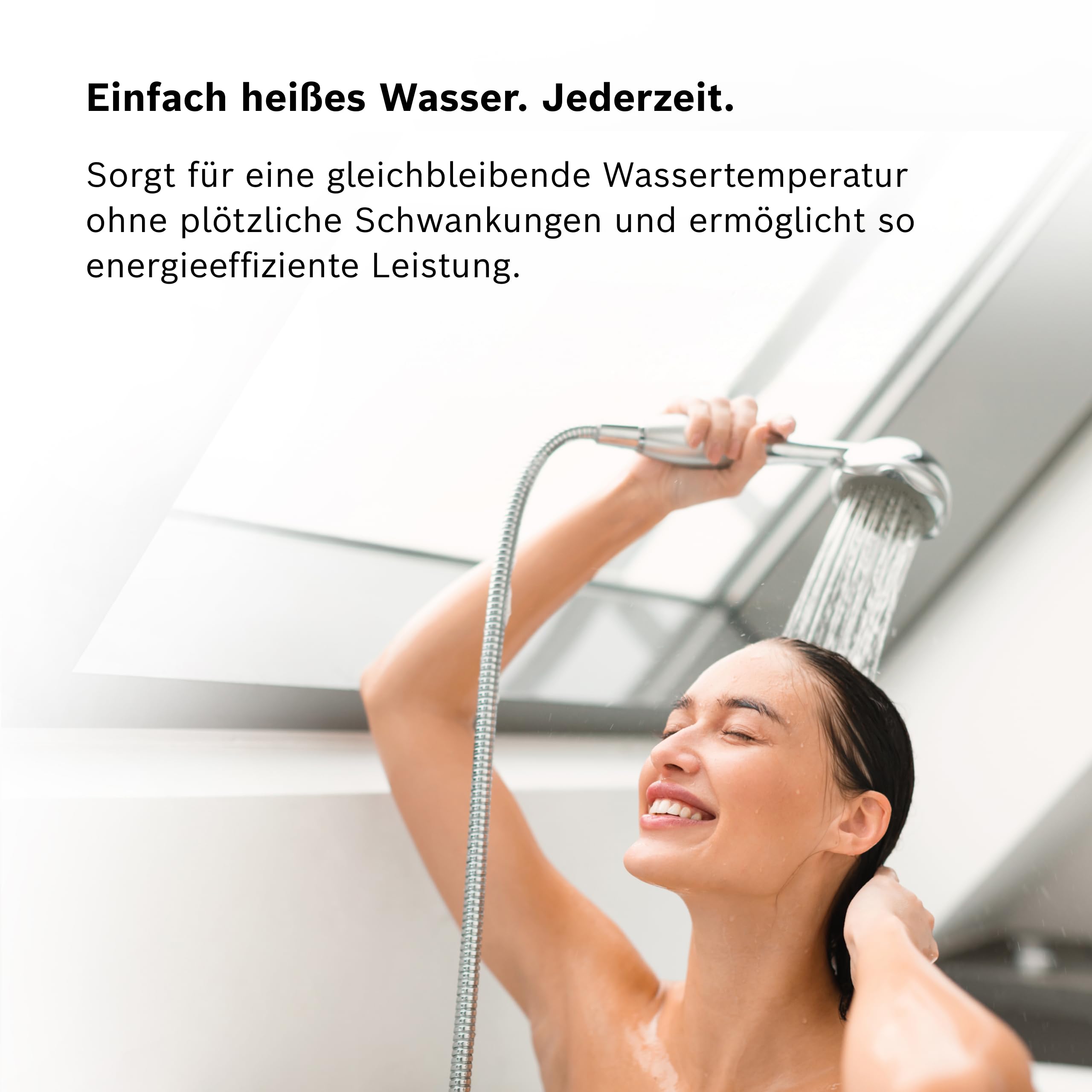 Bosch elektronisch geregelter Durchlauferhitzer Tronic Comfort Plus 21/24/27 kW - Umschaltbar, druckfest, stufenlose Temperaturwahl, moderne Glas-Optik, weiß [Energieklasse A]