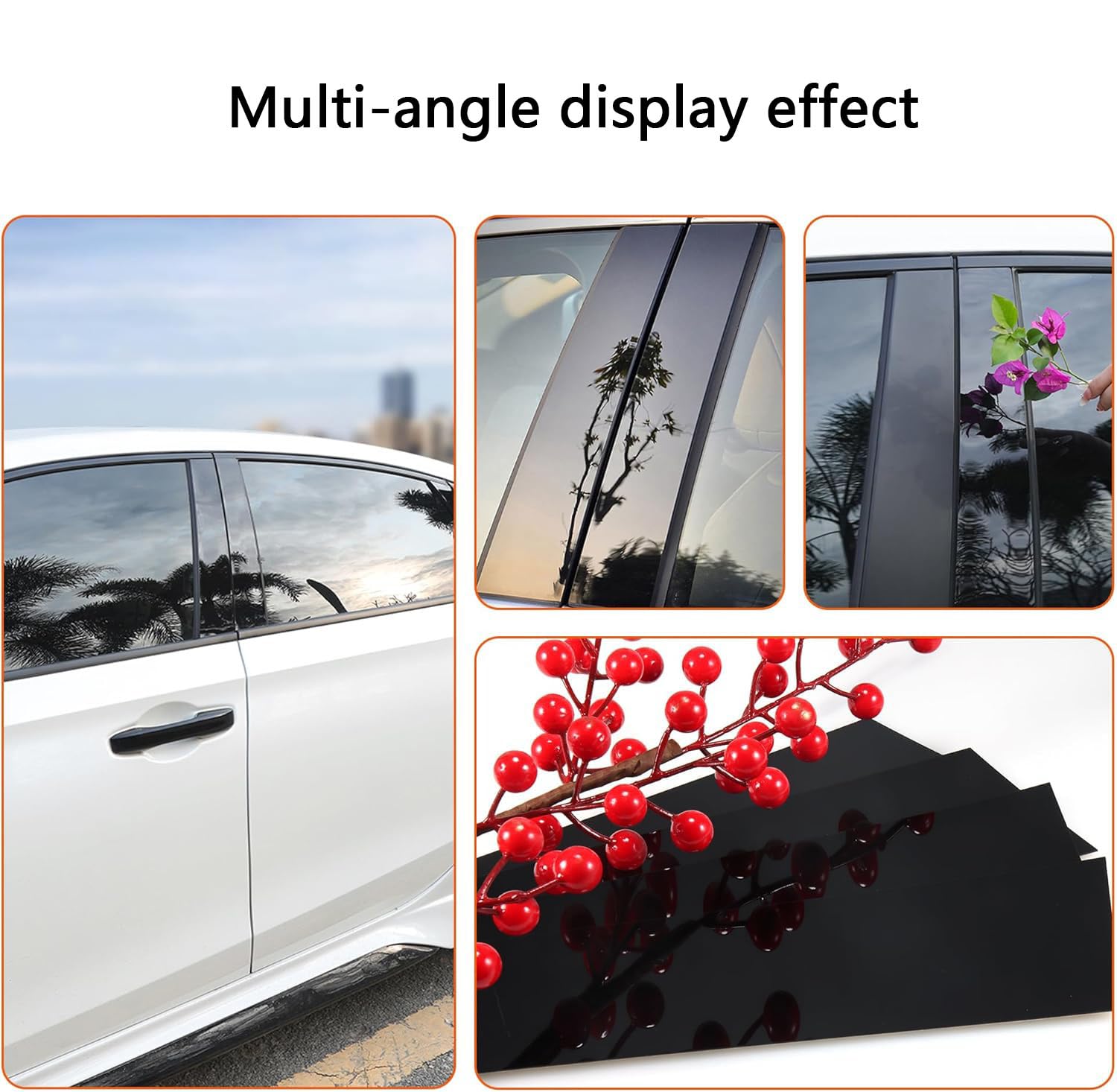 Moldura Pilar Ventana Puerta para Toyota Highlander 2000 2001 2002 2003 2004 2005-2007, Postes de Pilar de Coche Exterior Antiarañazos Pegatinas Decorativas