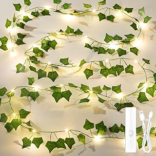 Lakumu Vine with Fairy Lights Battery Operated, 33ft 100 LED Ivy String ...