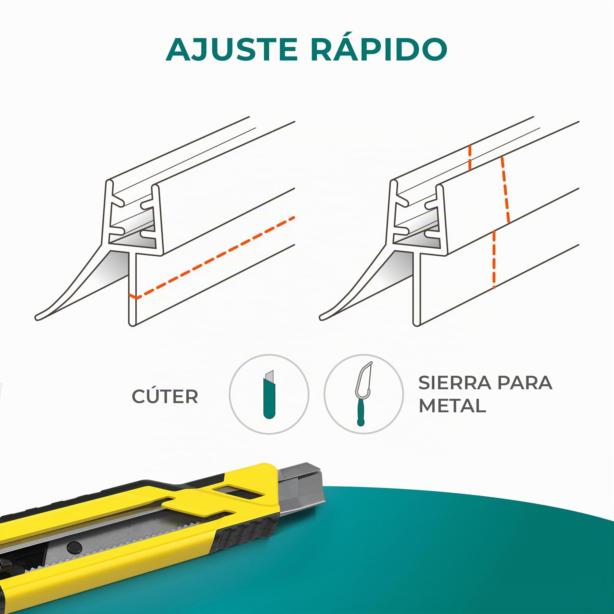 Meisterfaktur Goma Mampara Ducha [2x] – Junta de Sellado para Puerta de Cristal de 6, 7 y 8 mm