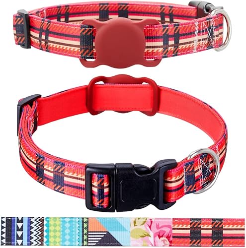 Collar AirTag para gatos, collar acolchado de neopreno suave para perros extra pequeños, collar de poliéster para cachorros con funda de silicona