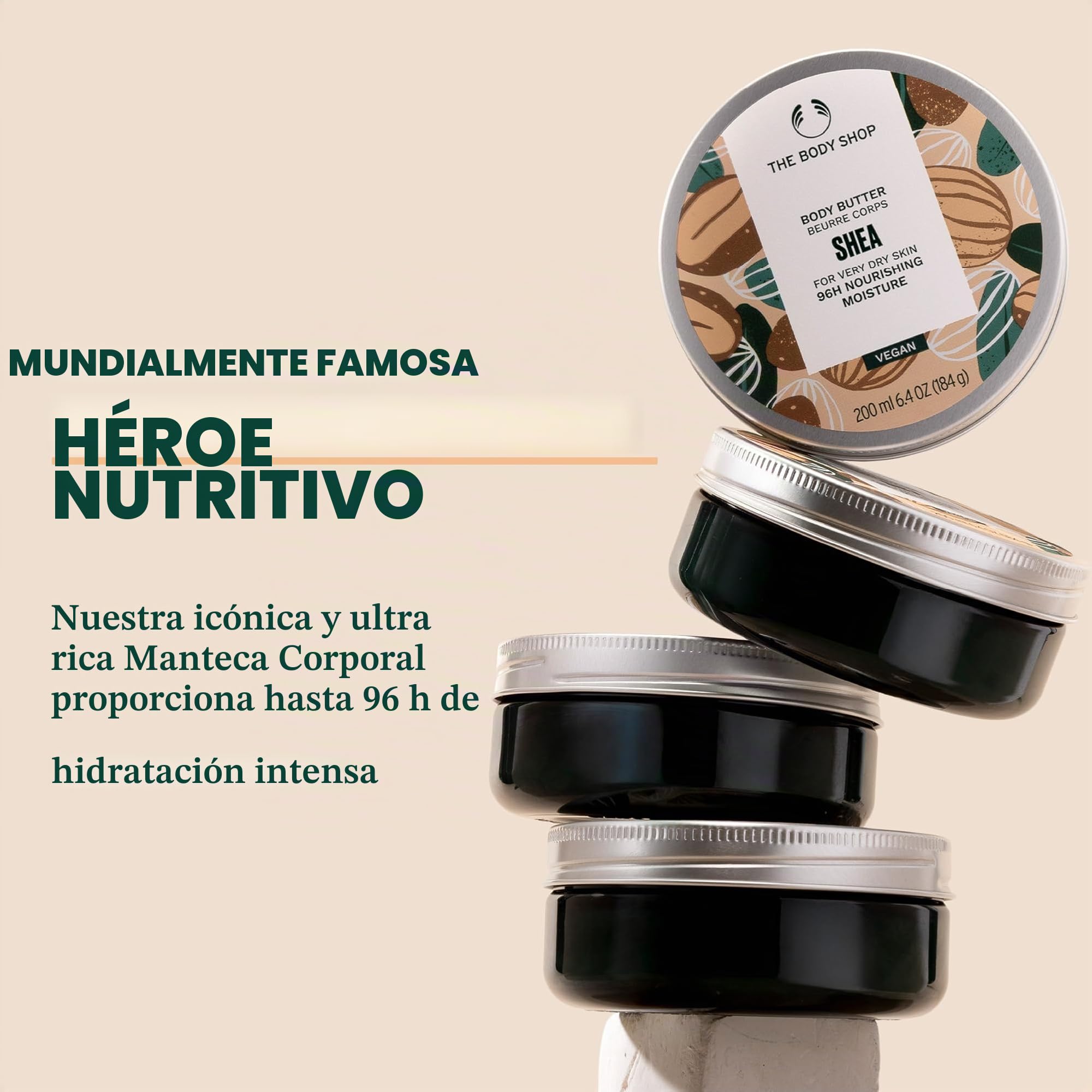 The Body Shop Shea Essentials - Juego de regalo (crema de ducha de 250 ml + mantequilla corporal de 50 ml + mantequilla de labios de 10 ml + bálsamo de manos de 30 ml), colección nutritiva de manteca