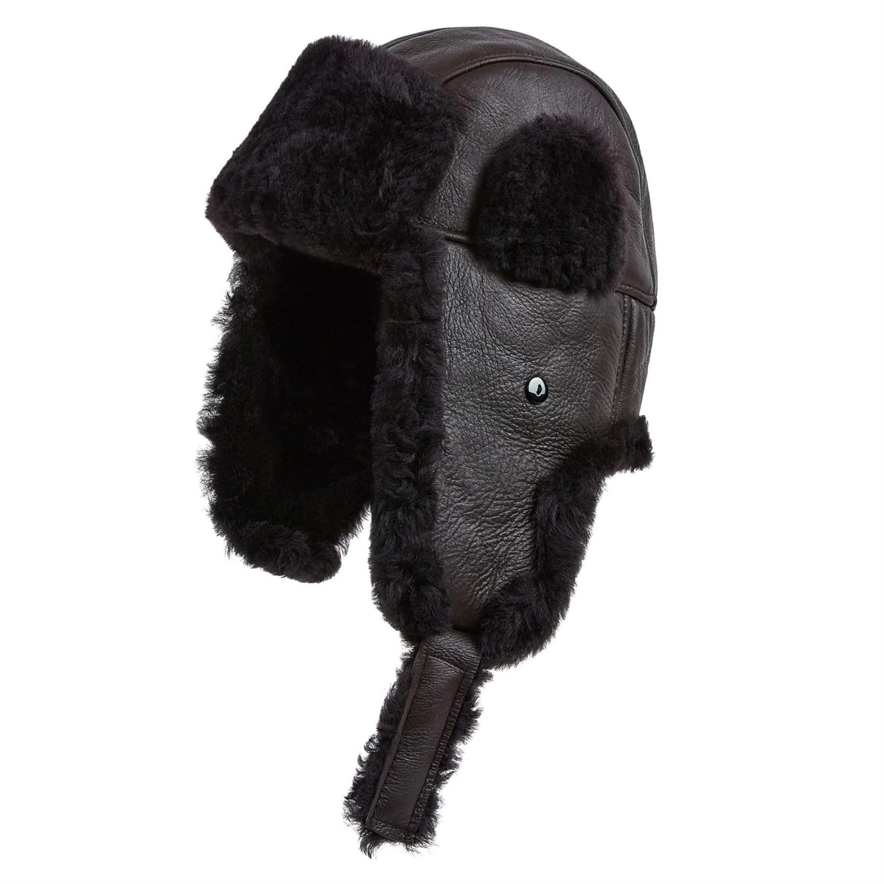 Truclothing Men's Brown Raf Aviator Sheepskin B-55 Trapper Hat Winter Warm Leather Navigator Hat - L
