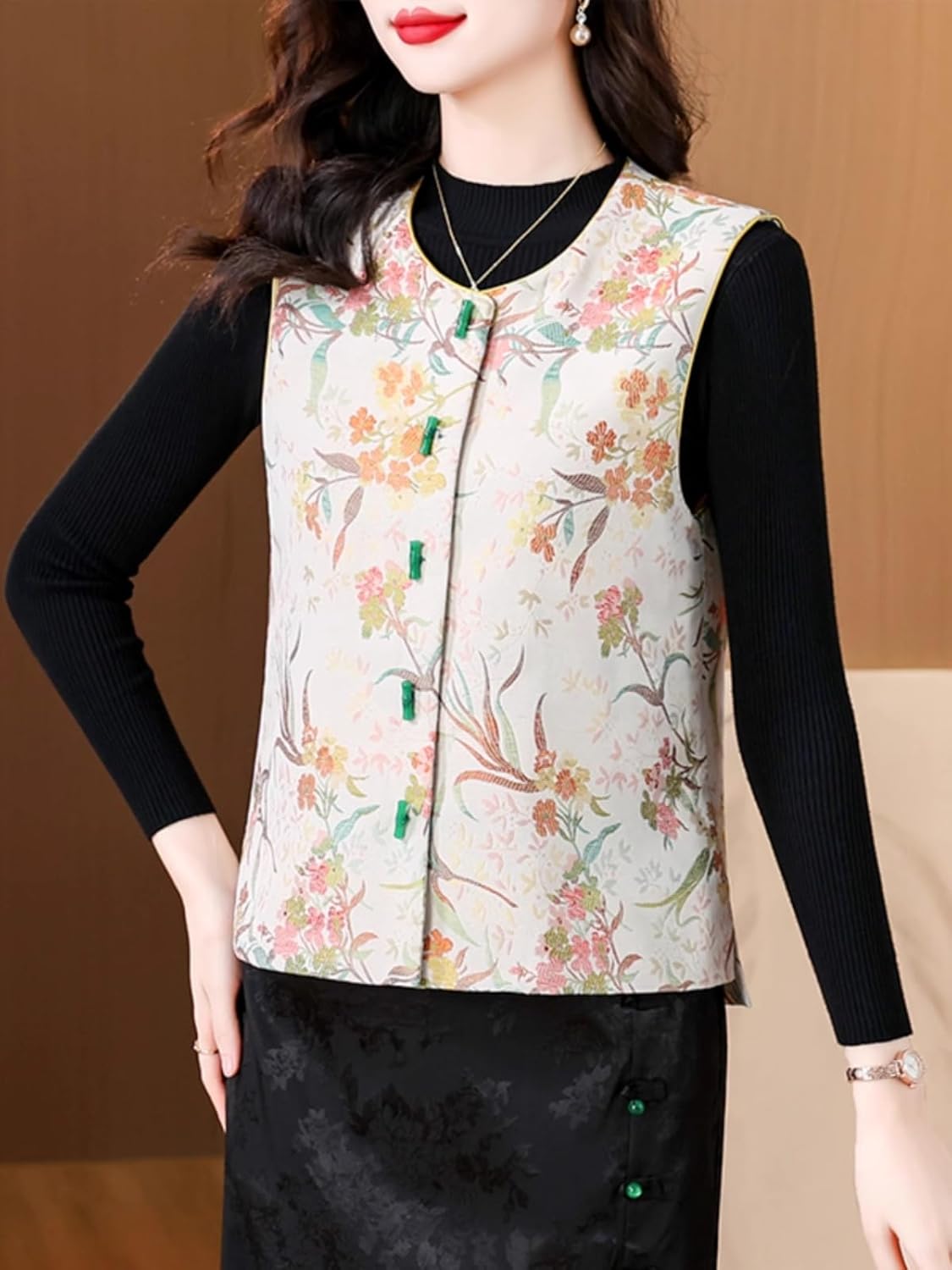 LIXINGHEITANG New-Chinese style vest for women, spring and autumn Chinese embroidered vest, mother's suit