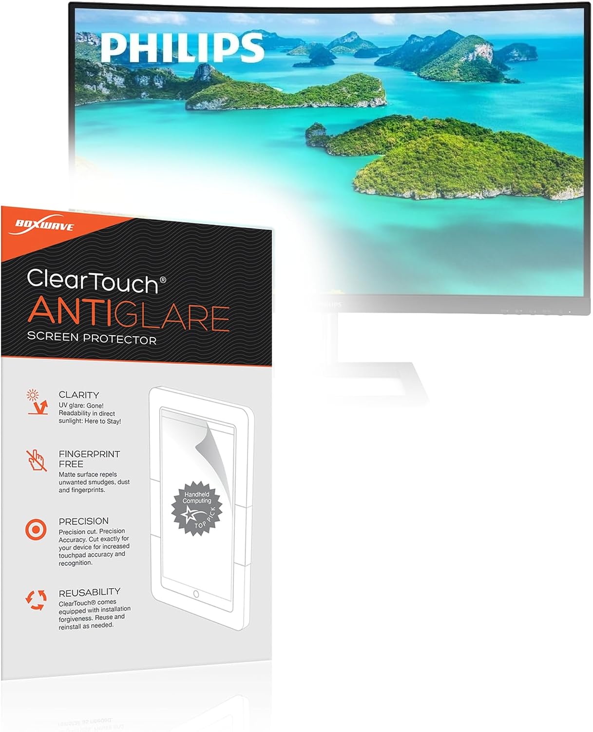 BoxWave Screen Protector Compatible with Philips 328E1CA Monitor (32 in) - ClearTouch Anti-Glare (2-Pack), Anti-Fingerprint Matte Film Skin