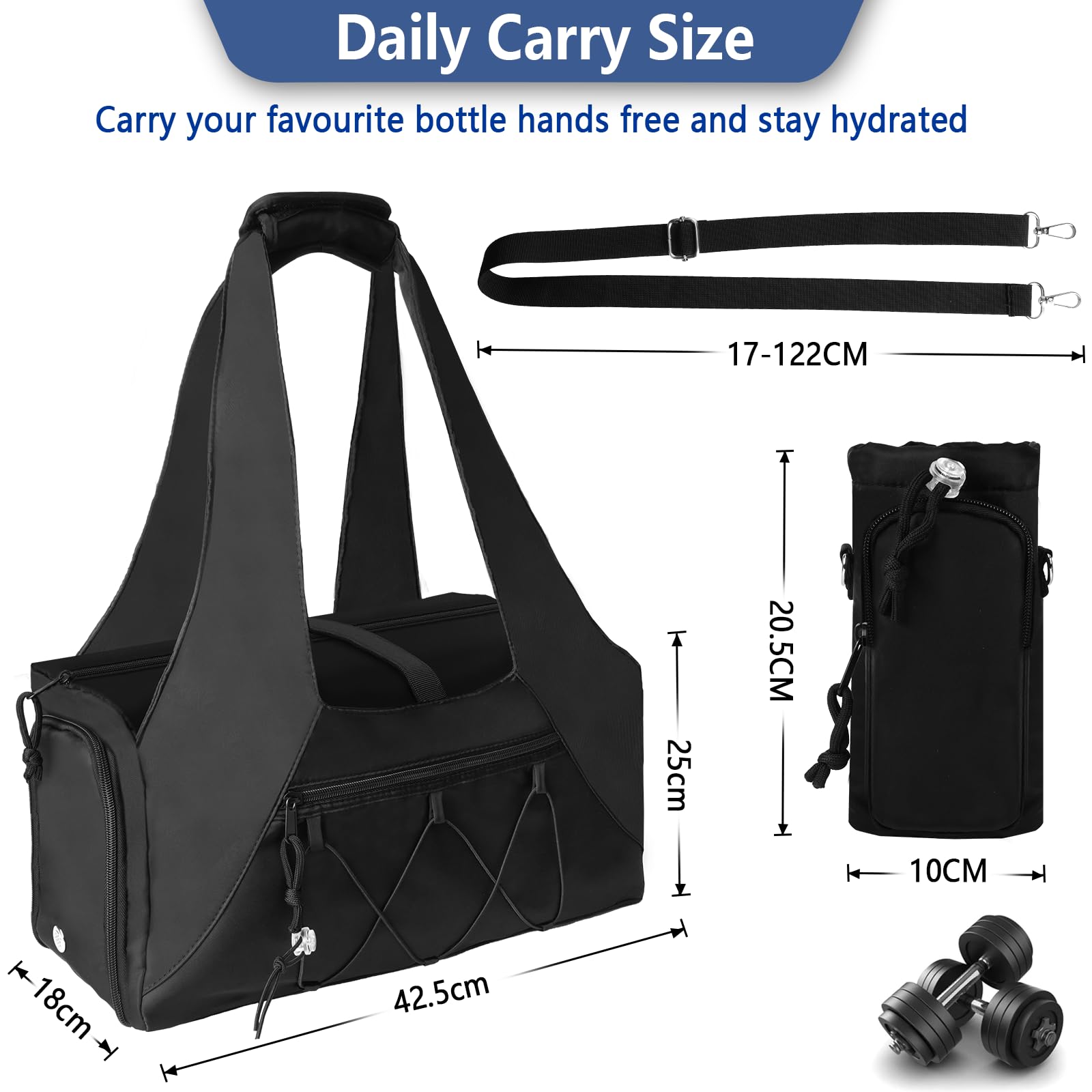 Bolsa Gimnasio Grande, Bolsa Deporte Fitness Mujer y Hombre, Bolsa Grande para Esterilla de Yoga, Bolso de Gimnasio para Viaje, Natación con Zapatero Independiente y Bolsillo Impermeable - 4