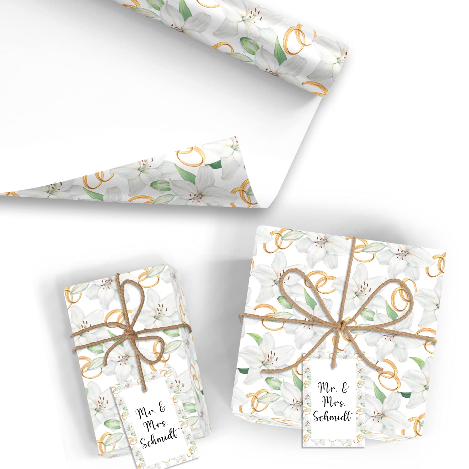Neuser, 50 fogli di carta da regalo, 50 fogli grandi da 70 x 100 cm, confezionati in un rotolo, con etichette regalo abbinate, confezione regalo ecologica