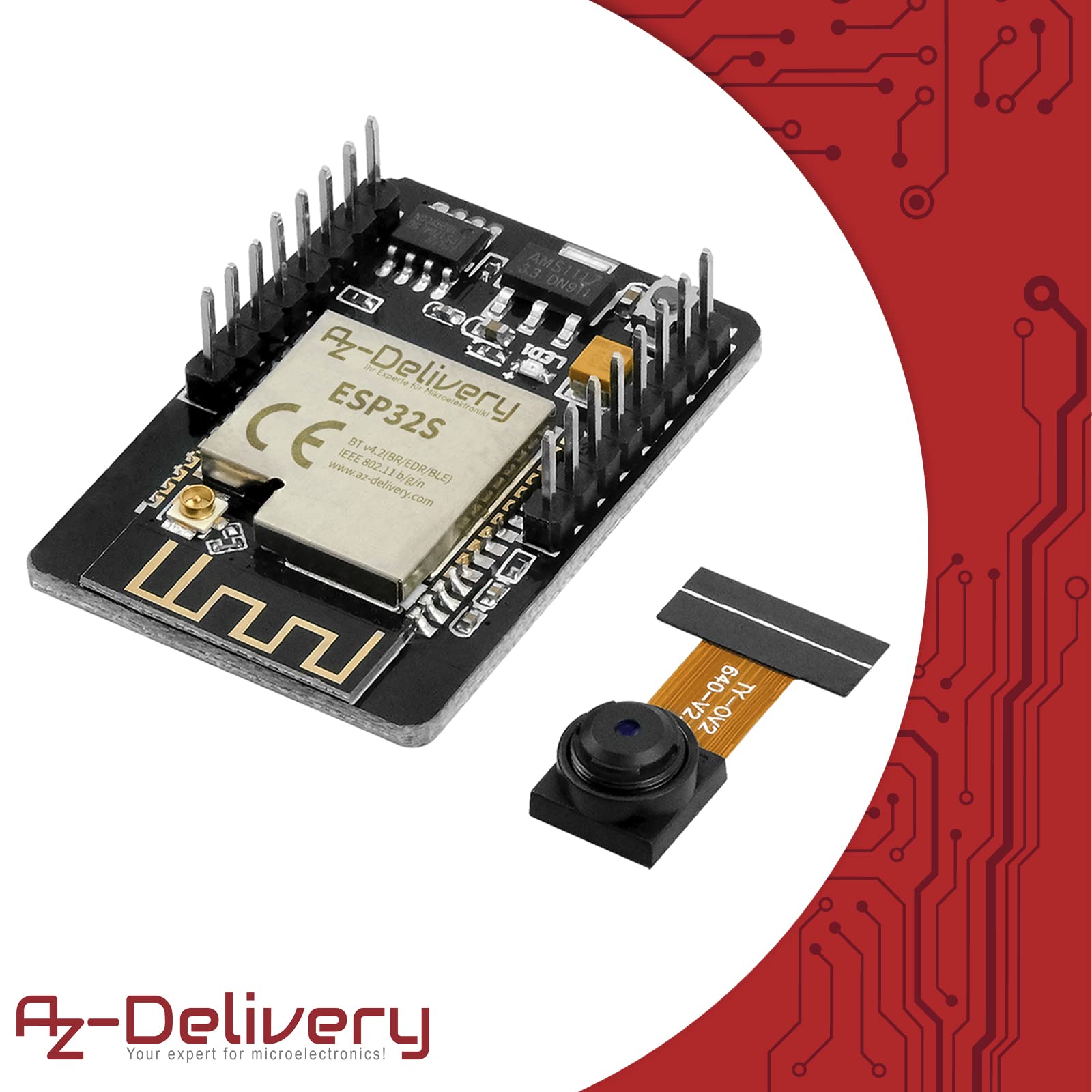 AZDelivery 3 x Modulo ESP32 Cam OV2640 + WIFI Bluetooth ESP32 5V con Dual-Core CPU a 32 bit e con Camera Development Board da 2MP compatibile con Arduino incluso un E-Book!