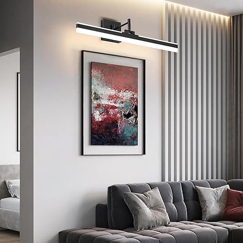 Miniatura 8 de Moderna lámpara de tocador negra ajustable LED para baño sobre espejo giratorio (negro, 23.6 pulgadas)