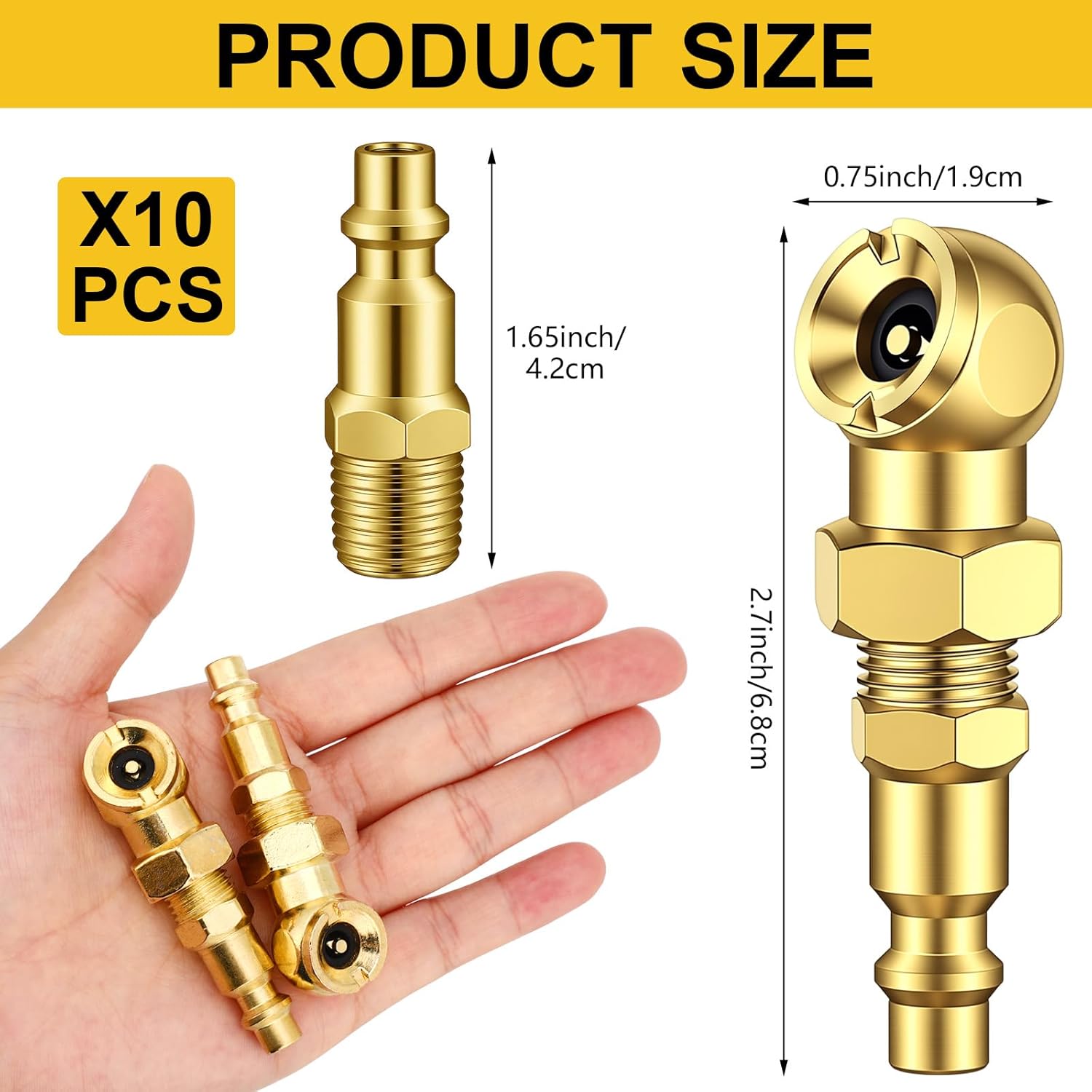 10 Pack Ball Foot Air Chucks for Tires 1/4" FNPT Closed Flow Tire Chuck Inflator Nozzle with Standard Quick Plug Air Tire Nozzle for Tires Inflator Gauge Hose Compressor Accessories