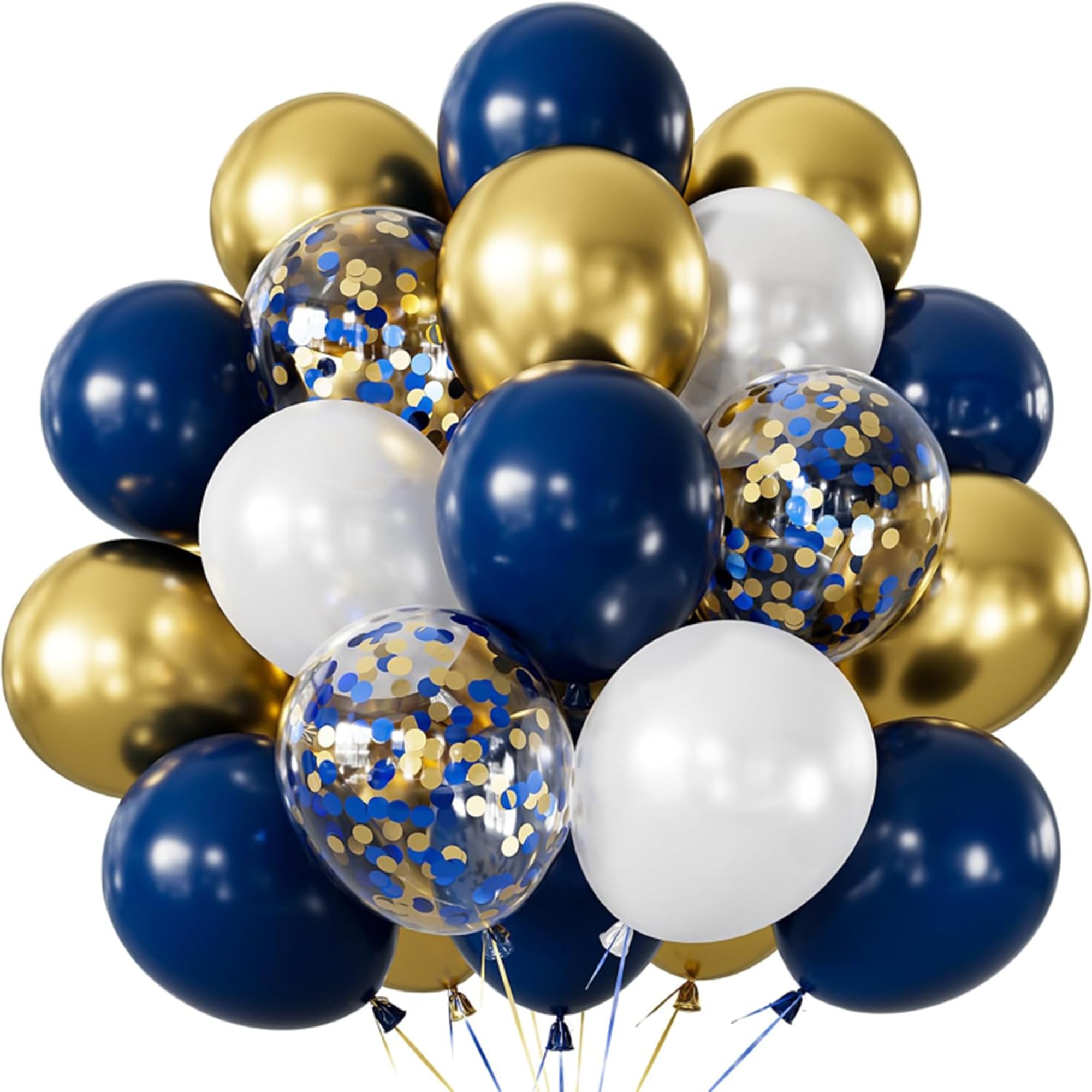 62 Pcs Navy Blue White and Gold Confetti Balloons Set โ image 1