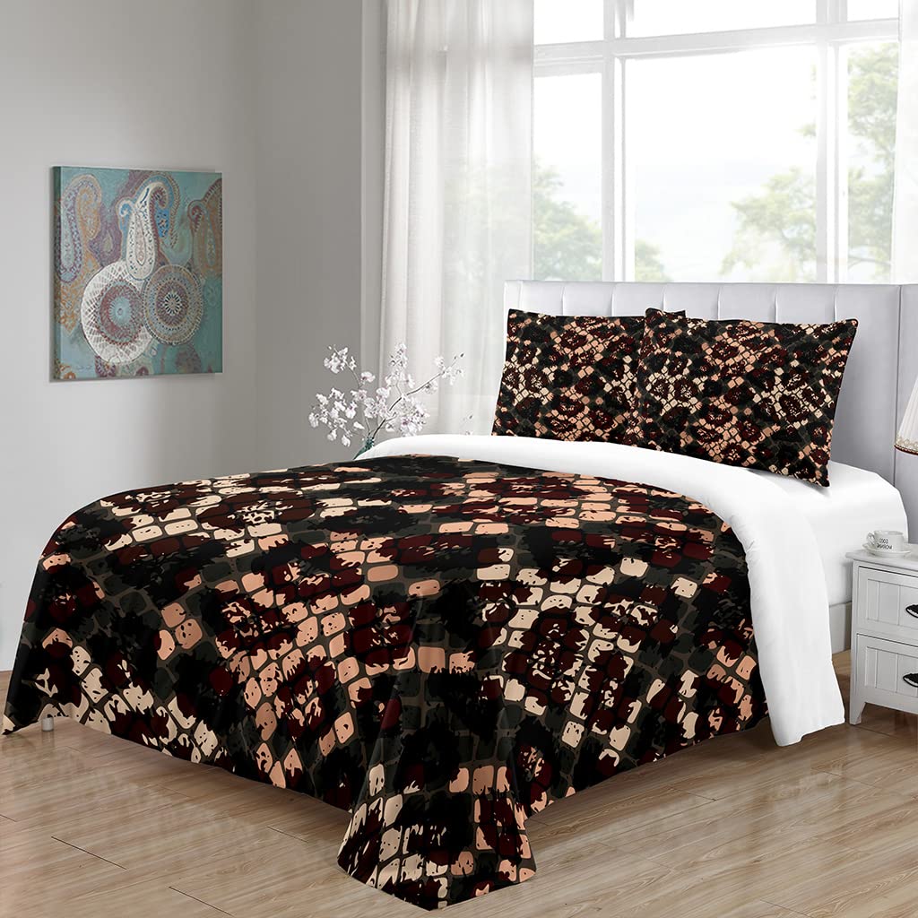 Amazon｜掛け布団カバーセット ヘビ柄 カラフルプラント 3点セット 枕