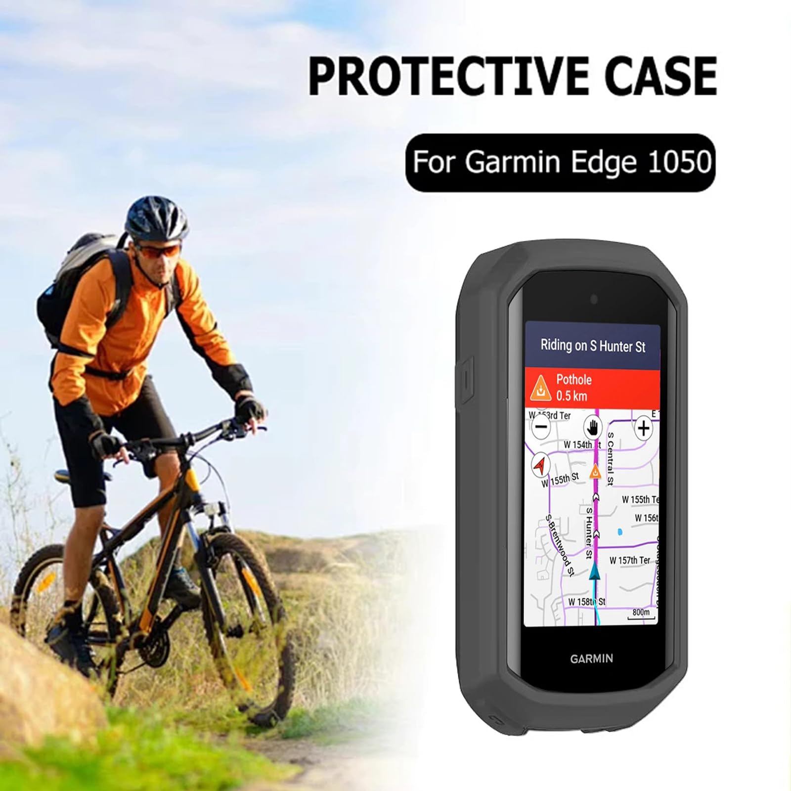 Etui kompatybilne z Garmin Edge 1050, miękka, odporna na wstrząsy przenośna ochrona obudowy, silikonowa osłona na nawigację GPS Garmin Edge 1050, szara