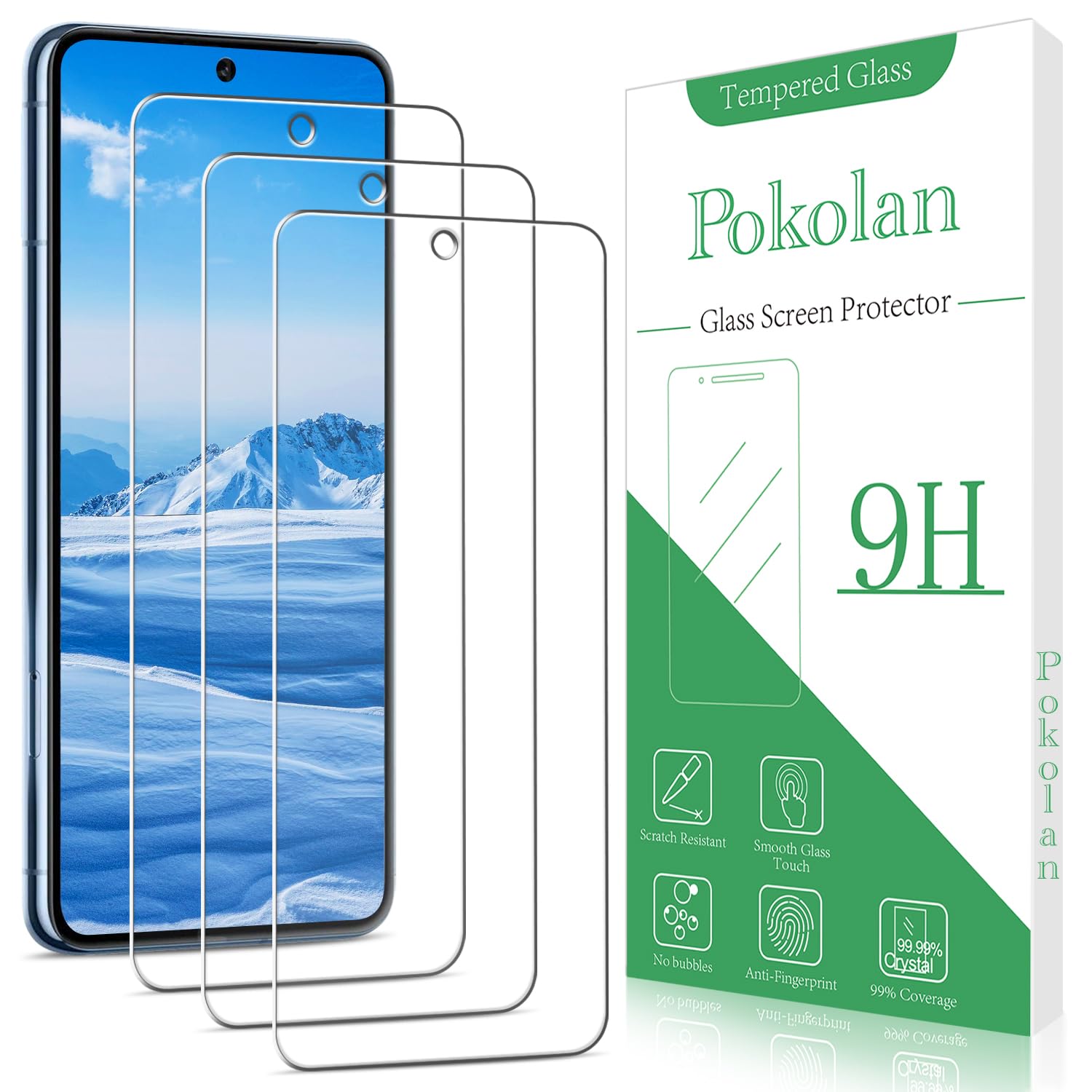 Pokolan (3 Pack Designed for Google (Pixel 8 Pro) Tempered Glass Screen Protector, Anti Scratch, Bubble Free