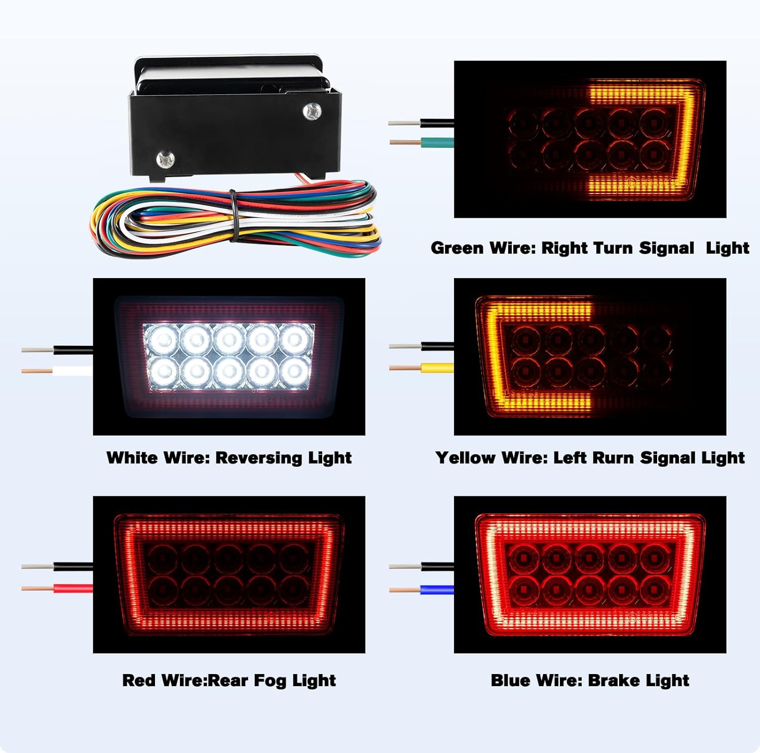litzland 5-In-1 LED Rear Fog Light Red Lens Amber Dynamic Assembly Compatible with Subaru WRX STI 2011-2021/2011-2016 Impreza /2013-2017 XV Crosstrek Brake Backup Reverse Turn Signal Lights
