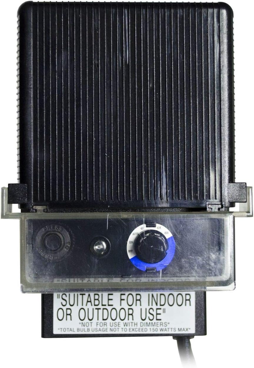 LVT150 150W Transformer with Timer/Photocell/Power Cord, Black Finish