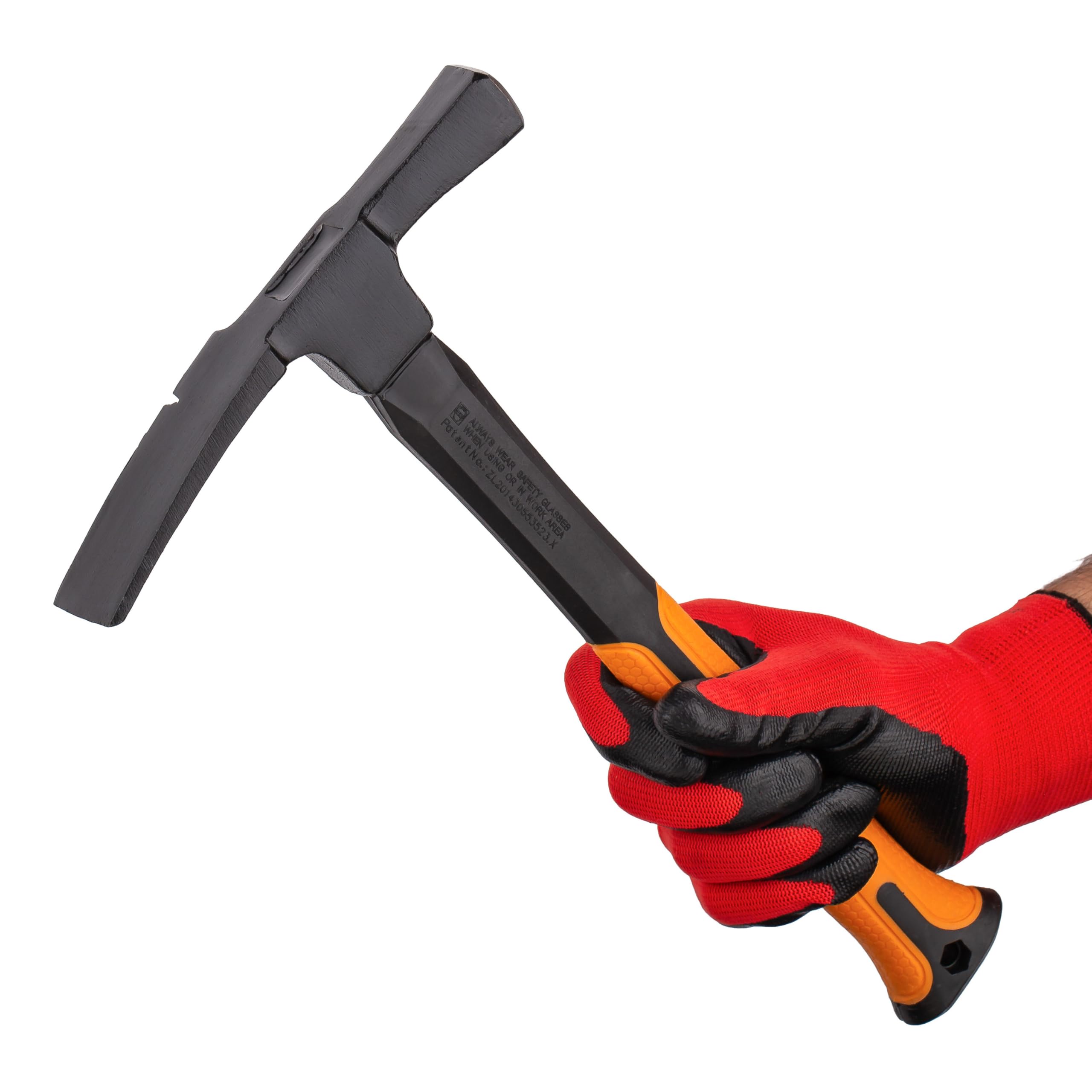 MIVOS Set di 3 martelli con manico in fibra di vetro 2K – Martello da mattone – Martello da muratore – Martello in acciaio con impugnatura in gomma anti-vibrazione e testa in acciaio forgiato 600 g –