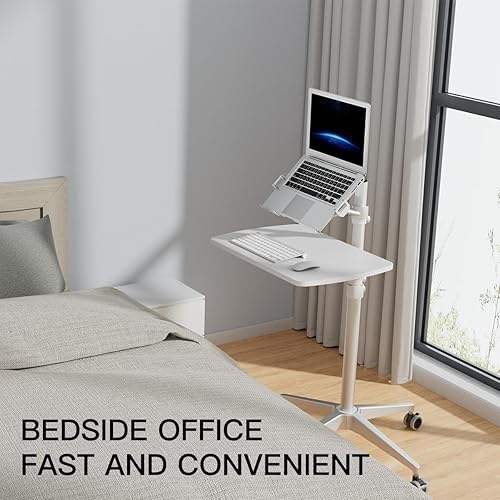 Miniatura 4 de Omhuzsyo Escritorio portátil con ruedas para laptop, con ajuste de altura que puede soportar una estación de trabajo de pie para computadoras y