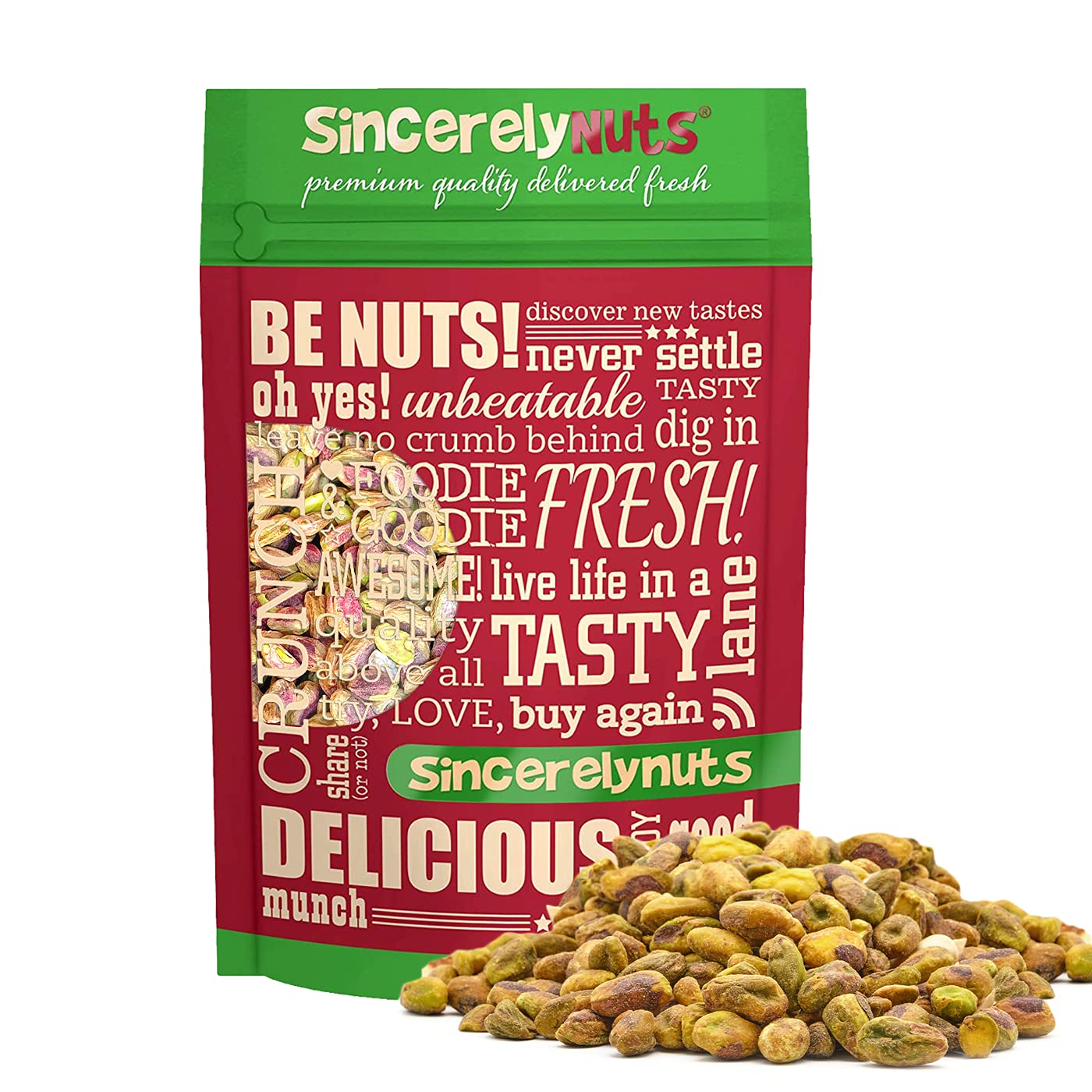 Sincerely Nuts Pistachios Roasted and Salted Kernels No Shell Healthy Snacks for Kids and Adults Shelled Convenient Snack Gourmet Flavor Vegan, Kosher Gluten Free, 2 LB bag