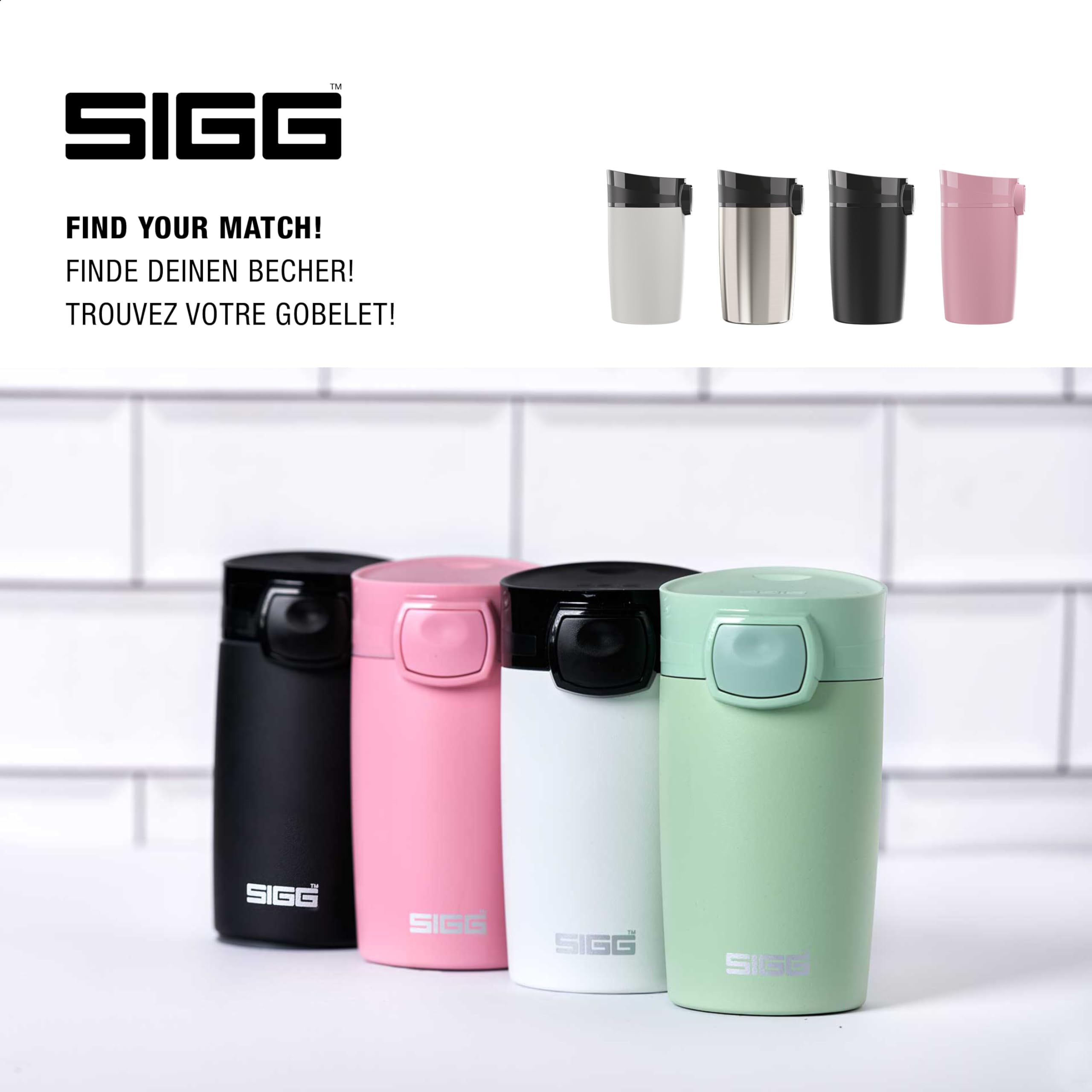 Sigg - Mug Thermos - Travel Mug Miracle Green Touch - Chaud & Froid - Étanche - Compatible Tous Porte-gobelets - Sans BPA - Acier Inoxydable 18/8 - Sport, Camping, Voyage - Vert - 0,27L