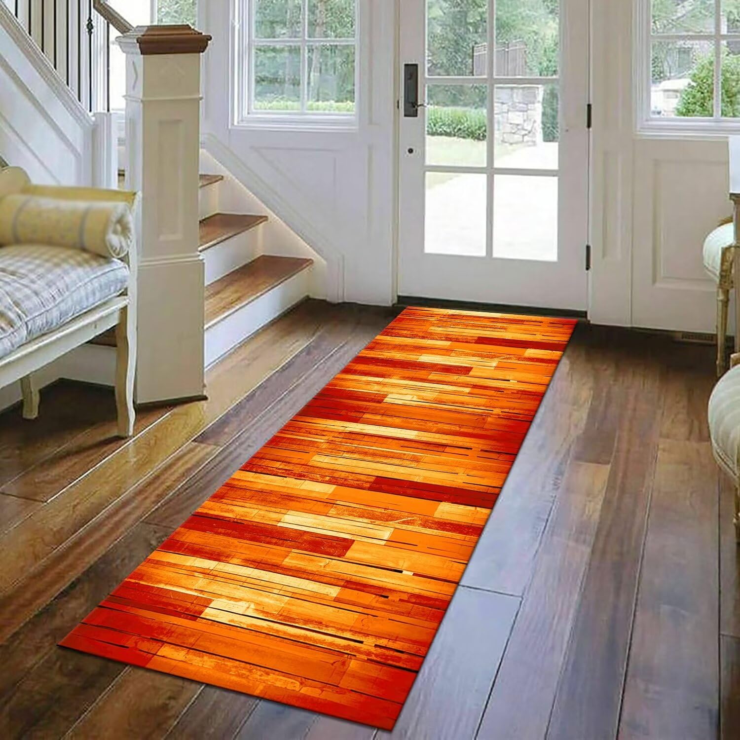 Tappeto Passatoia Cucina Antiscivolo Lavabile Tappeto Cucina Arancione Giallo Rosso 50X300CM Tappeti Runner Tappeto Corridoio ingresso interno Soggiorno Tappetino Cucina Durevole Tappetino zerbino