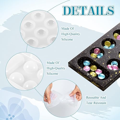 Miniatura 3 de Zhehao Mancala Board Game Molds Set Epoxy Silicone Resin Molds Kit with 2 Pcs Mancala Stones Molds 4 Pcs Metal Mancala Accessories Mancala Board