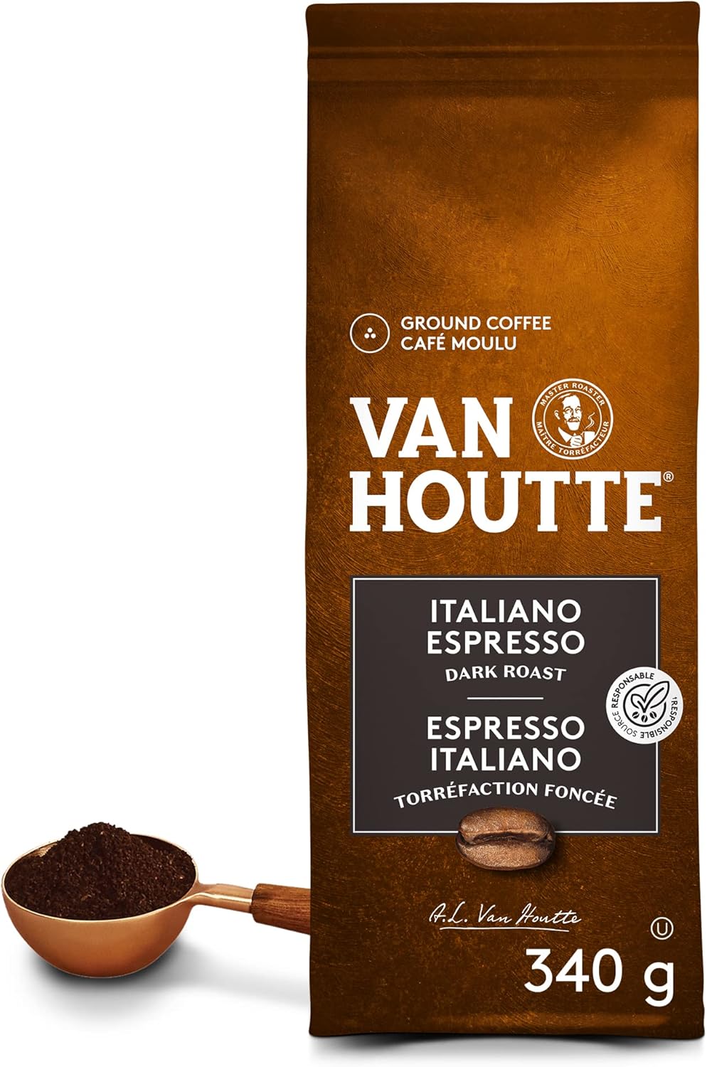 Van Houtte Italiano Espresso Ground Coffee, 340g, Can Be Used With
